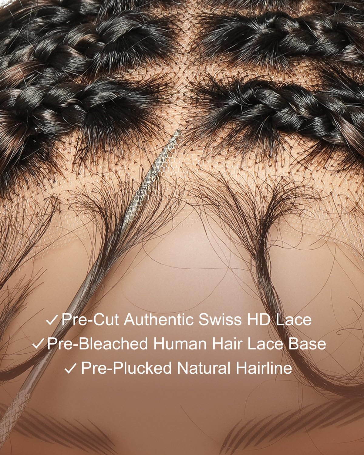 JALIZA Michelle - 26" Salon-Style Glueless Miracle Braided Wig Pre-Bleached Swiss HD Full Lace Boho Box Braids Bora Bora Human Hair Body Wave Curls (Natural Black #1B)