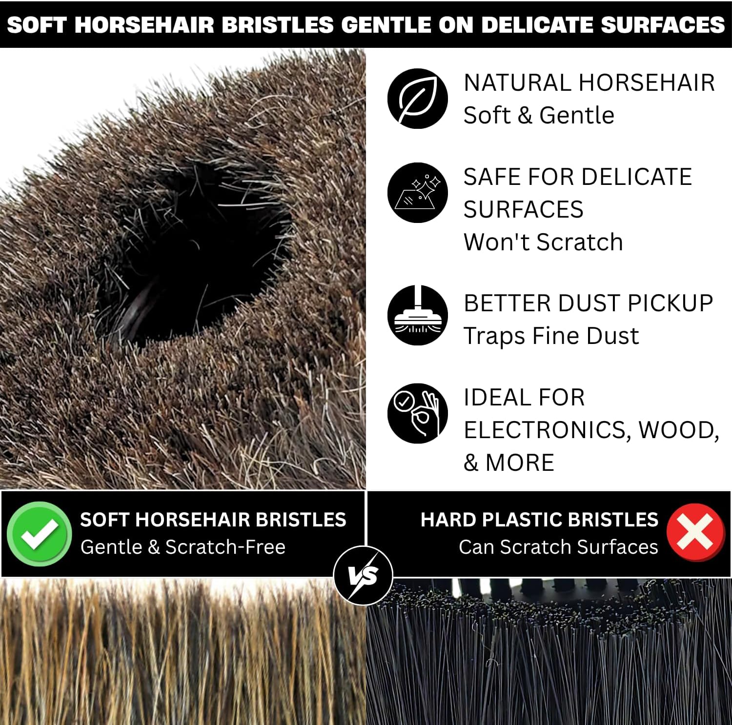 for Dyson Horsehair Vacuum Brush, Traceless Dust Brush & Extension Hose