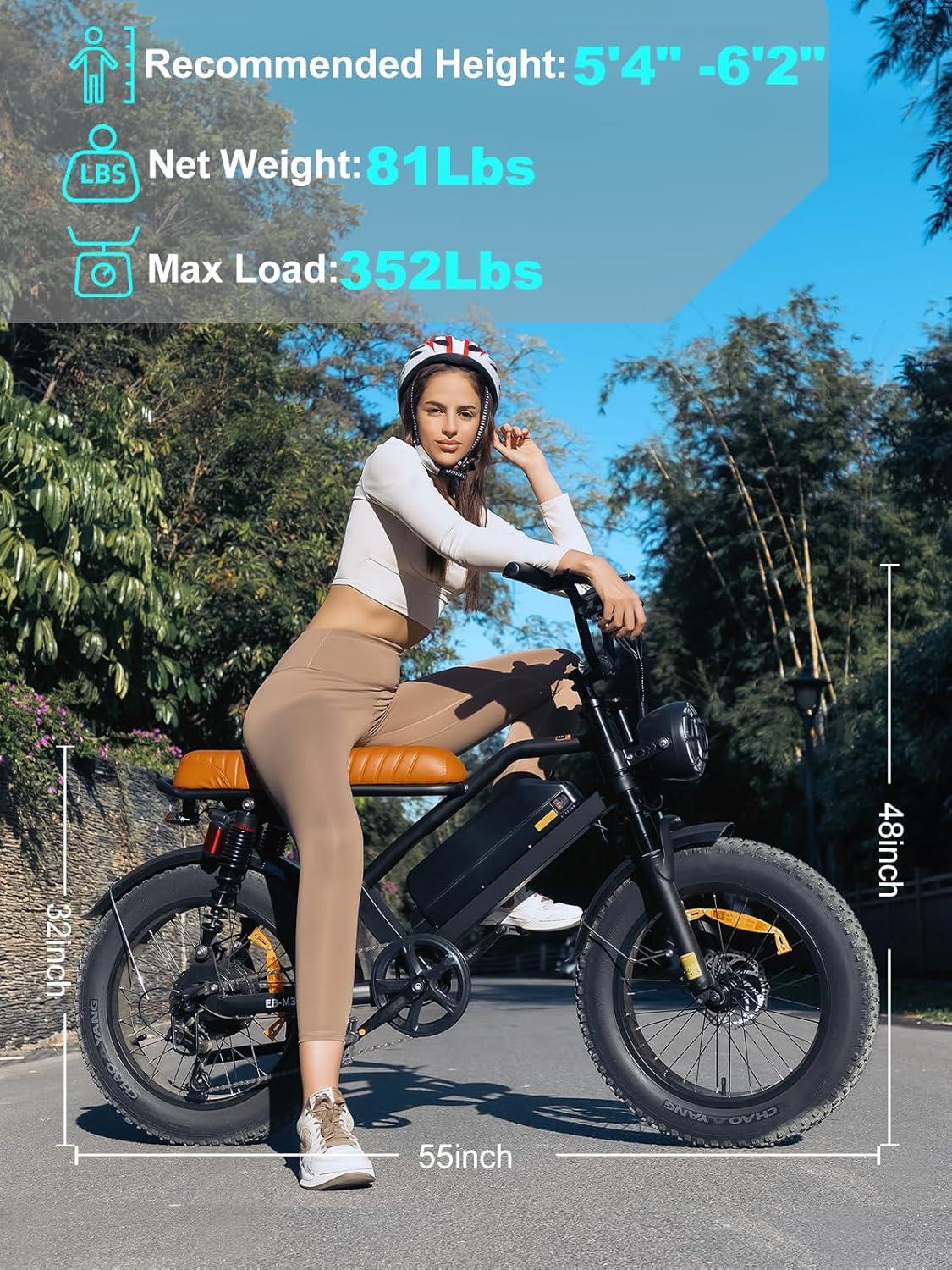 1000W Electric Bike for Adults, 20" Fat Tire Ebike, Adults Electric Mountain Bike with Removable 48V 18.2Ah Battery, 7 Speed Up to 28MPH/62Miles Electric Dirt Bike