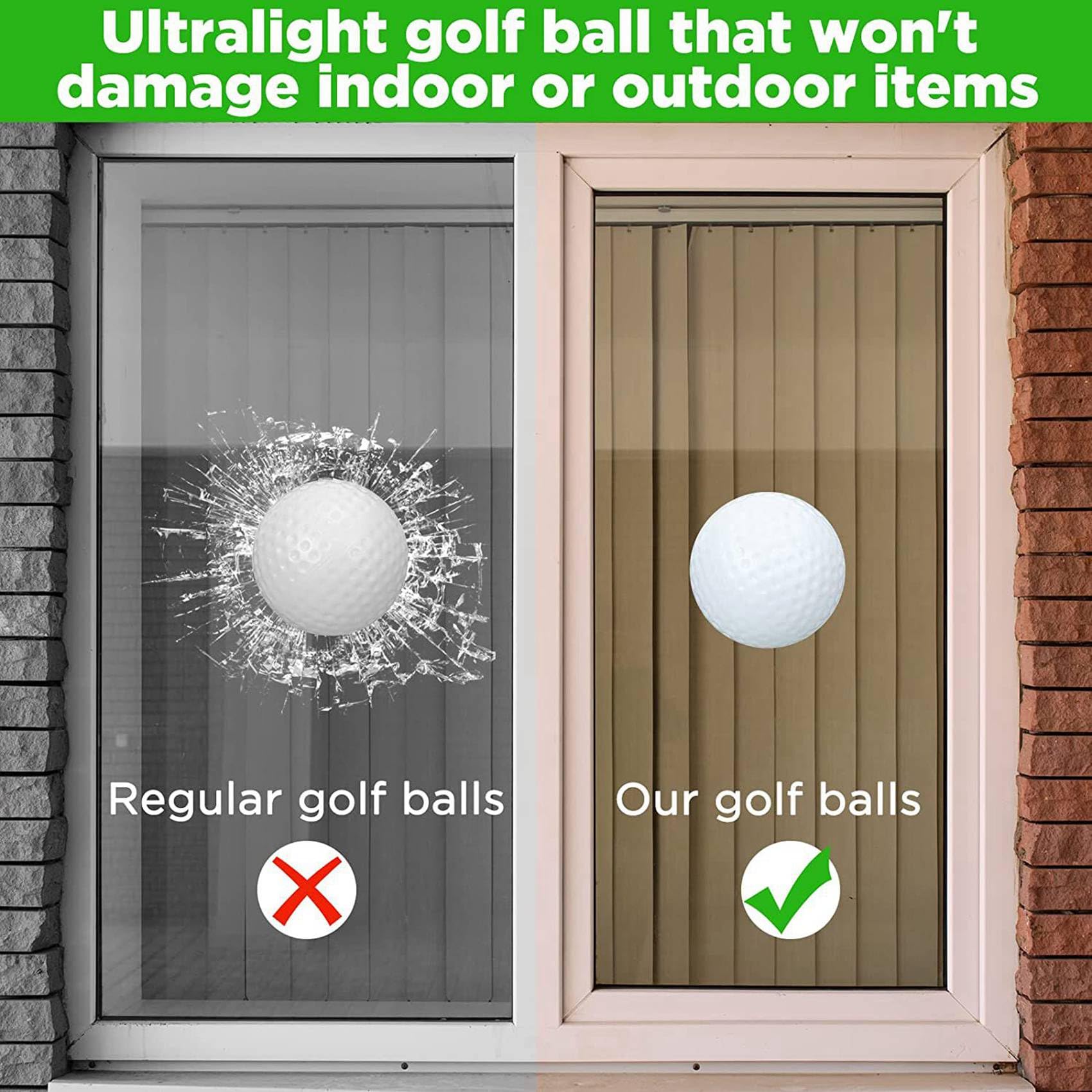 300 Stück Golf-Übungsbälle, hohle Golfbälle, Training, Golfbälle mit Netz-Kordelzug, Aufbewahrungstaschen für das Training