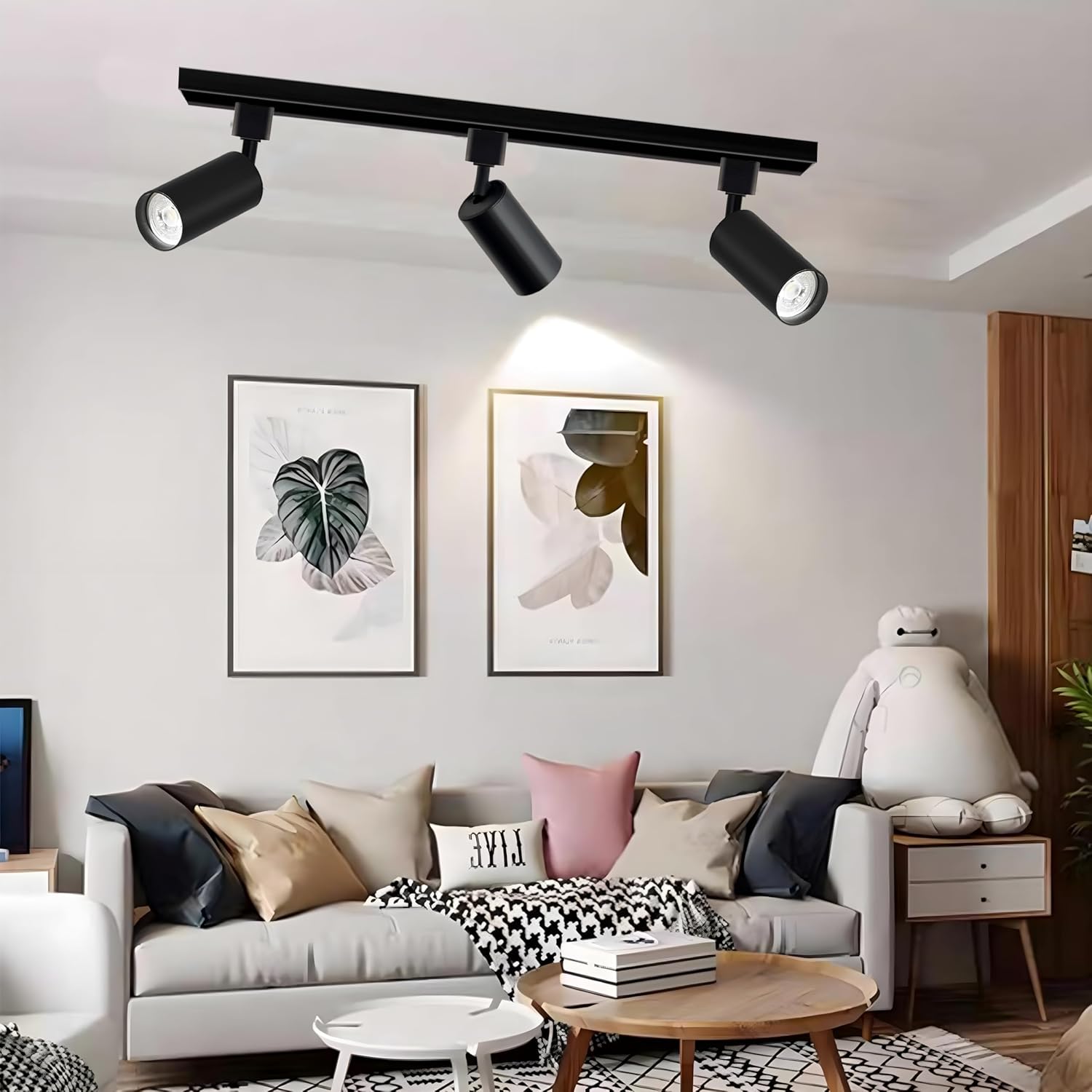 Black GU10 LED Track Lighting Kit, GU10 Track Light Heads with 2 * 3.28FT H Track Light Rail 8PCS Ceiling Spotlight Fixture for Home and Shop, No Bulbs