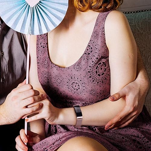 Miniatura 5 de Amzpas Bandas compatibles con Fitbit Inspire 2 bandas para mujeres y hombres, correa de malla de acero inoxidable ajustable magnética de repuesto