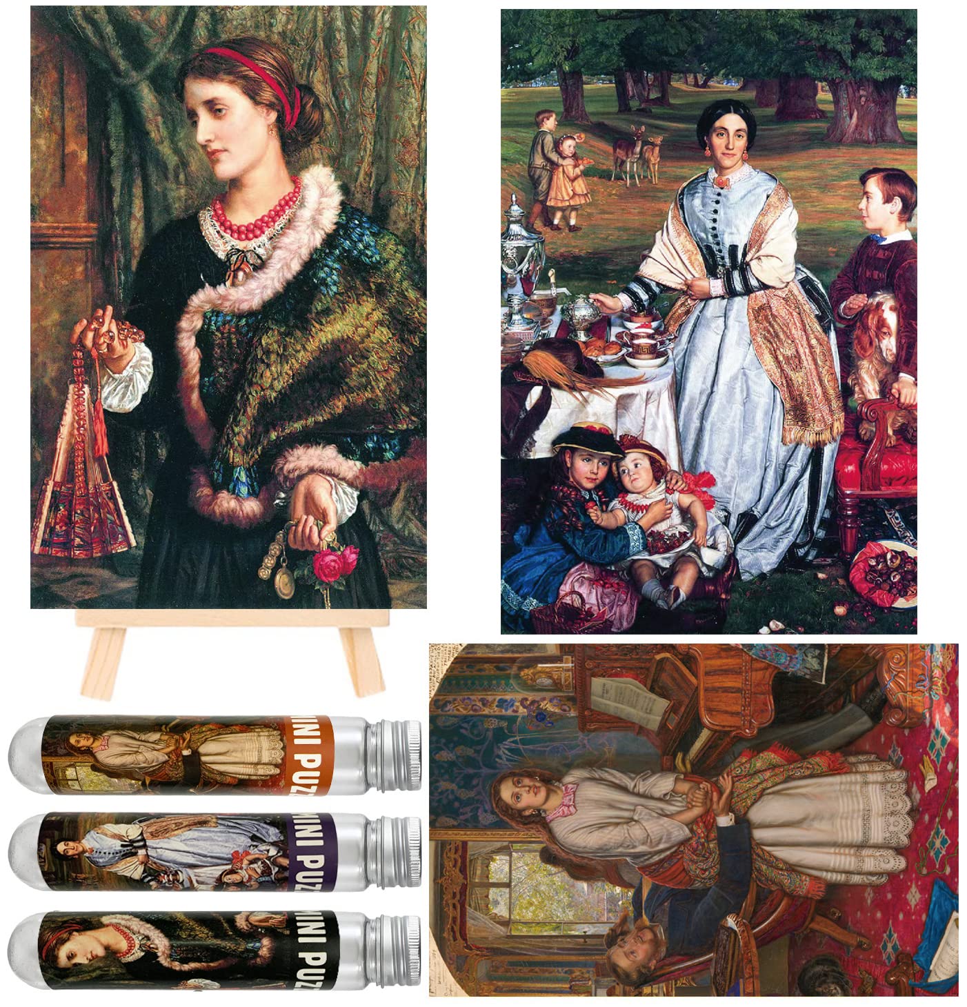 BJscoe Small Jigsaw Puzzles for Adults 150 Pieces Mini Jigsaw Puzzles Challenging Oil Painting by William Holman Hunt Mini Puzzles 6 x 4 Inches,3 Pcs,Mini Easel Included