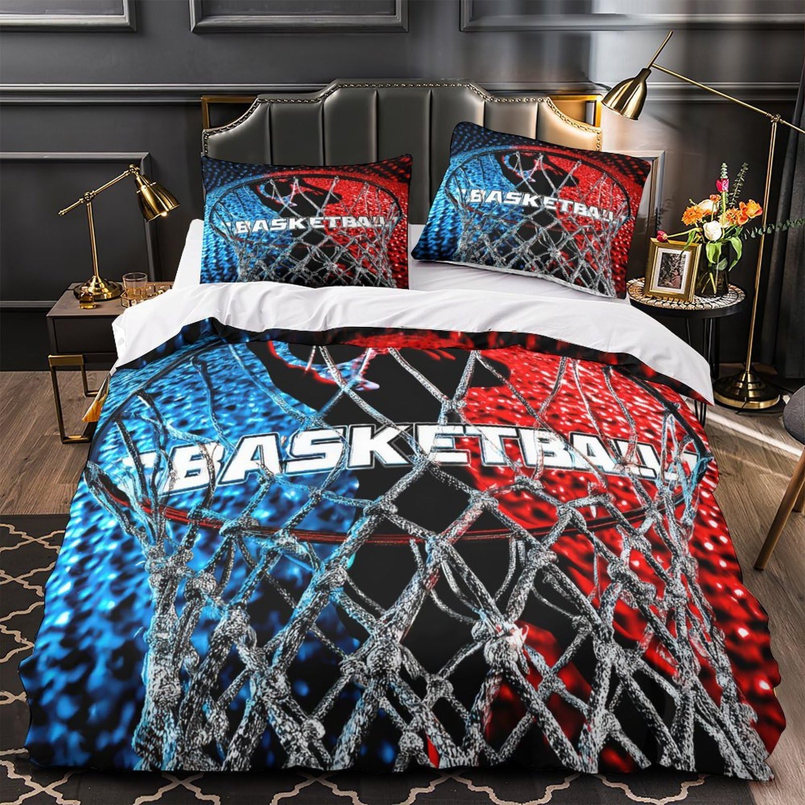 Parure de lit basket 135x200cm pour chambre d'enfant en microfibre ultra douce