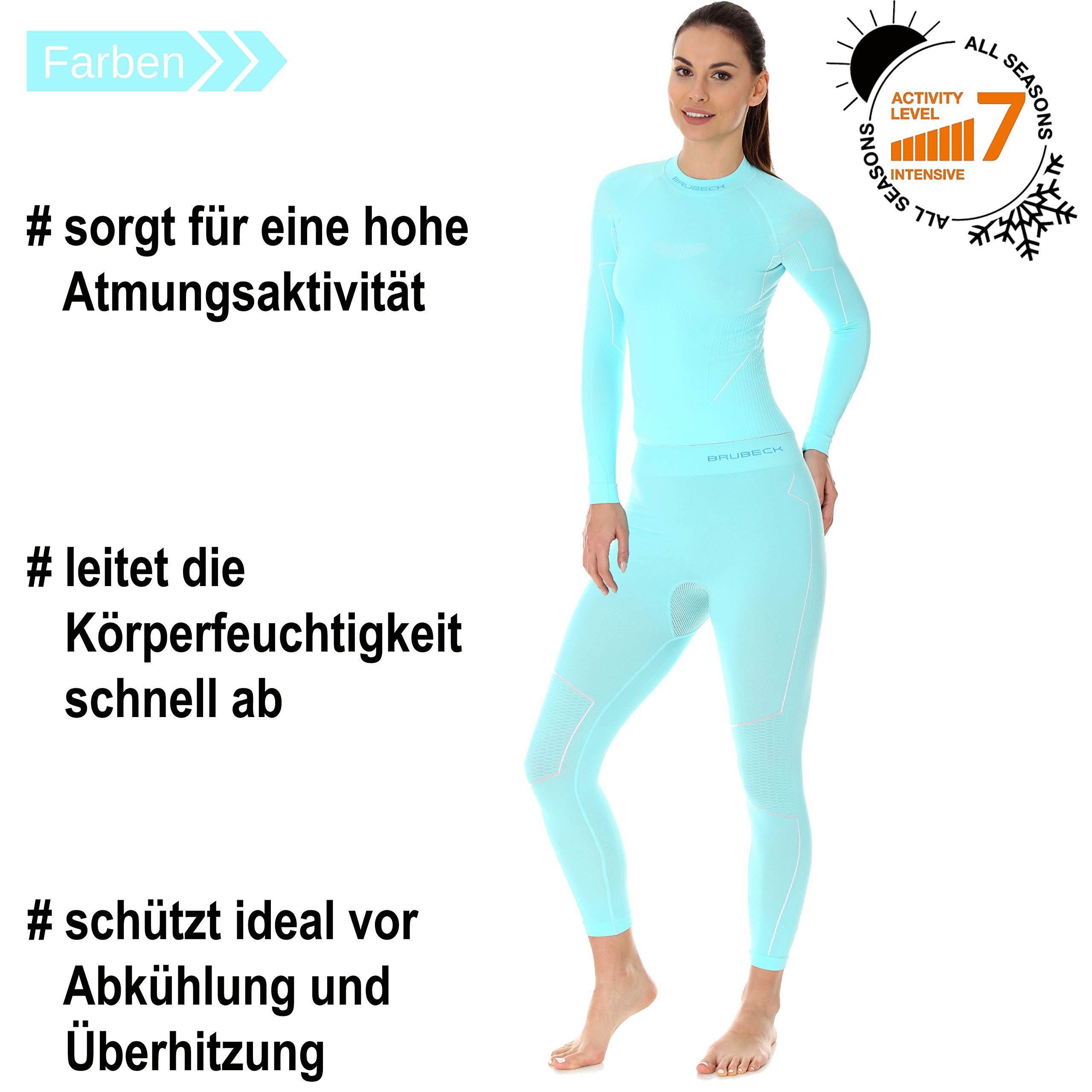 BRUBECK Damen Thermo Funktionsunterwäsche Set: Hose + Langarmshirt | Base Layer | Atmungsaktiv | Geruchshemmend | Klimaregulierend | Schnell trocknend | LE11870 + LS13100