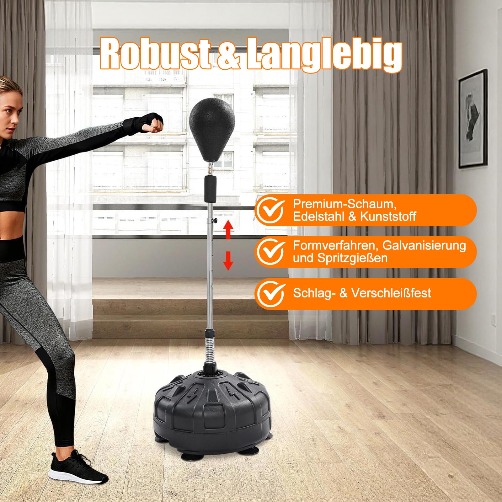 Punchingball Boxstand Boxsack Stehend Erwachsene Standboxsack Höhenverstellbarer Standbox für Boxen Ausrüstung, Stressabbau & Fitness