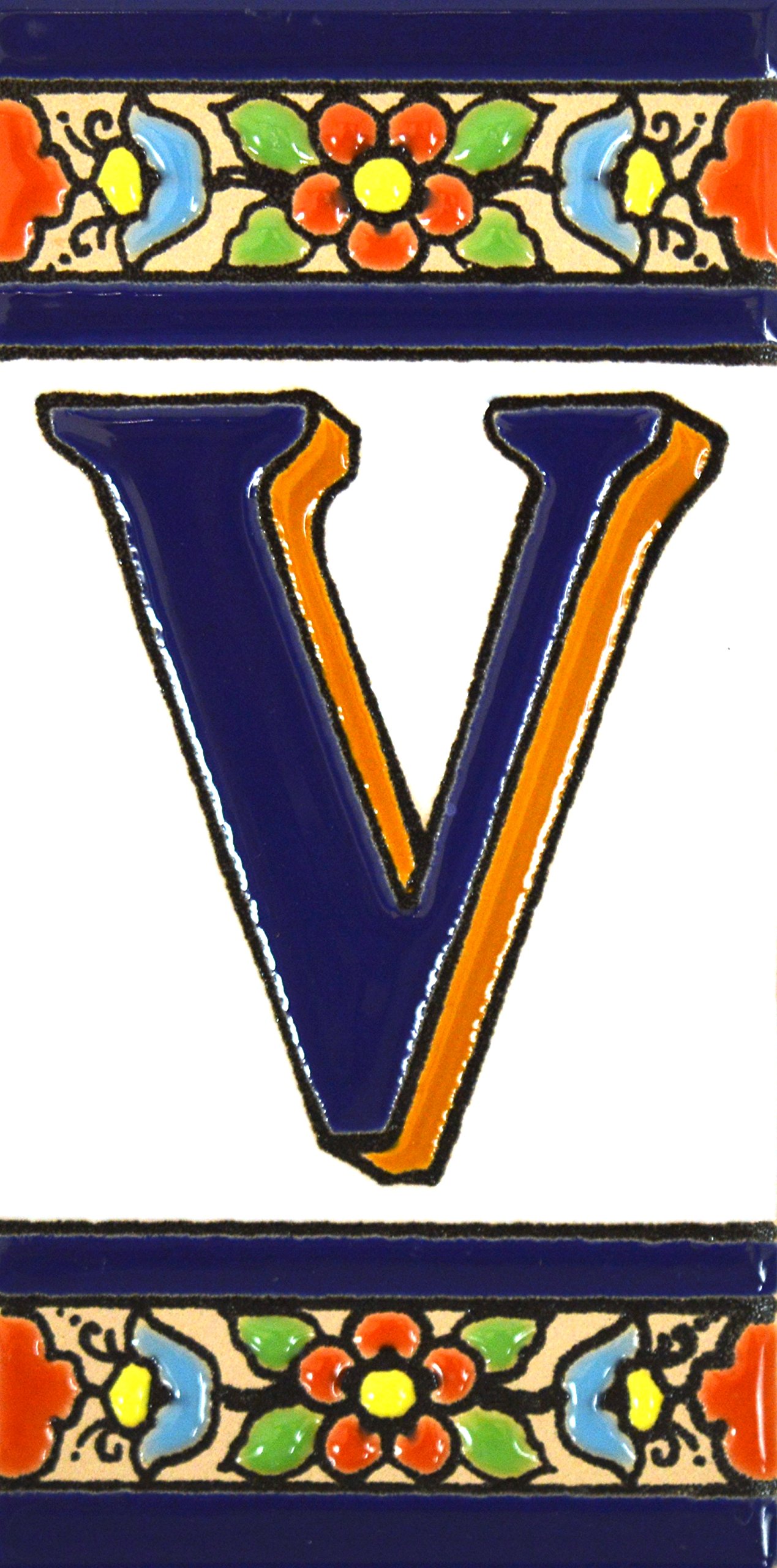 FLORES MEDIANO 4,29" x 2,13" Handpainted House Letter Tiles for Signs, Addresses and Names