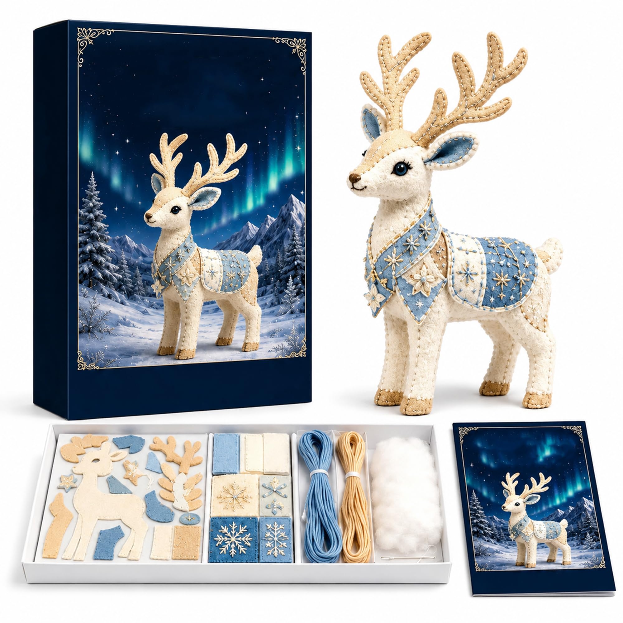 Arctic Winter Guardians DIY Patchwork Kit, 3D Stuffed Animals Mythical Creature, Felt Animal Sewing Kit for Beginners, Pre-Cut Handmade Craft Kit for Home Decor & Creative Gift (*K)