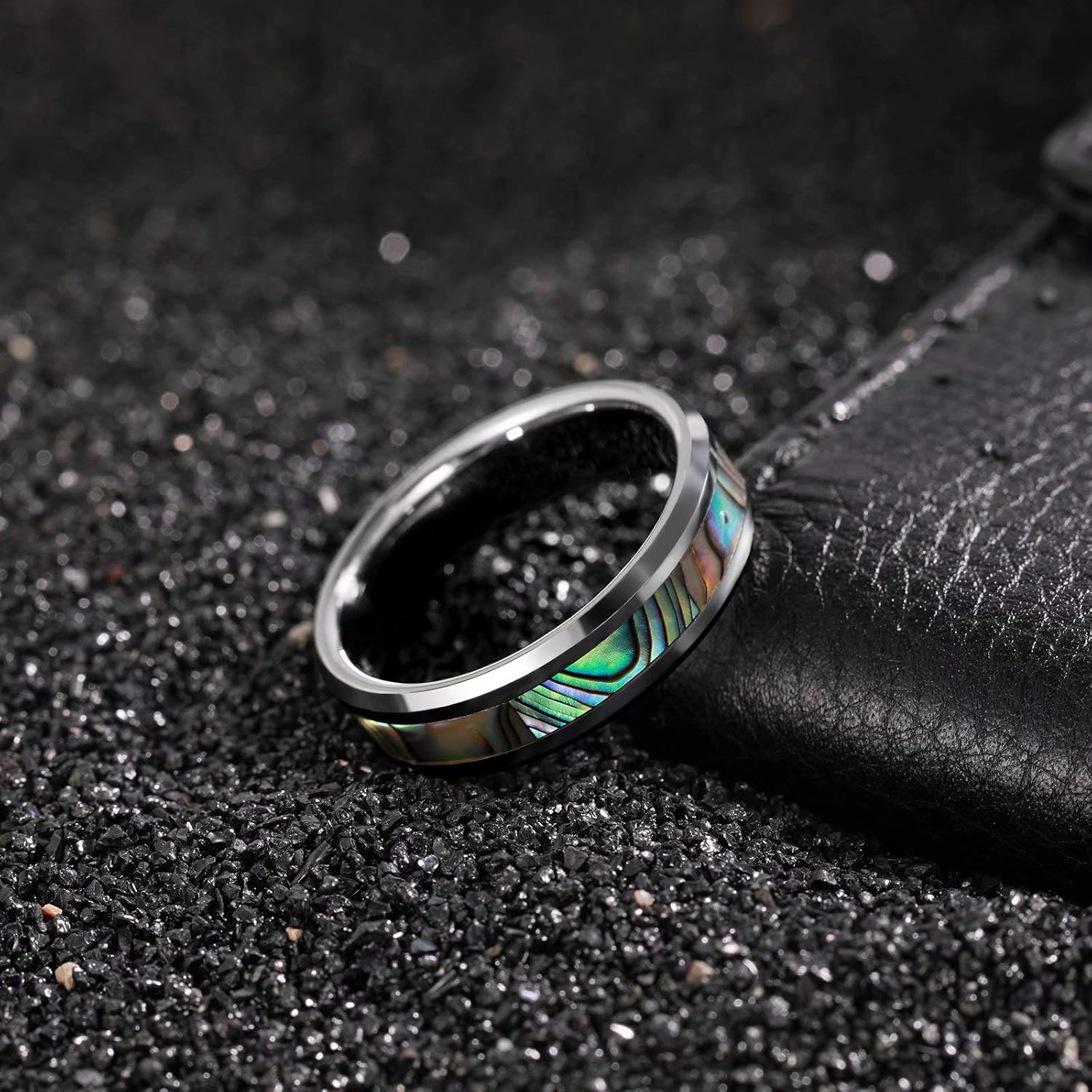 Frank S.Burton 4mm 6mm 8mm I Love You Tungsten Abalone Shell Inlay Rings for Men Women Couples Wedding Band Size 4-15 - Image 3