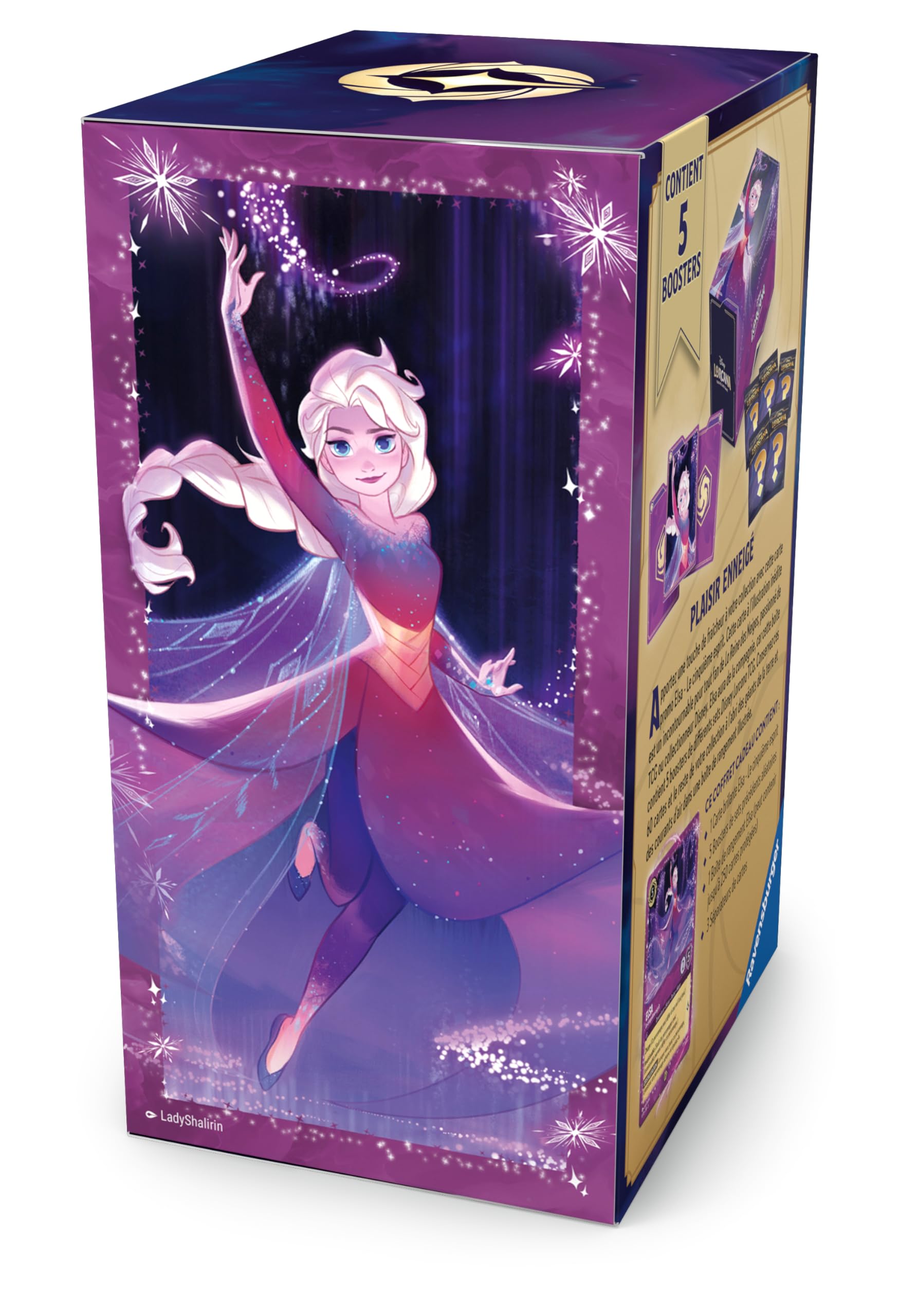 Ravensburger - Disney Lorcana TCG - kolekcjonerska gra karciana - Pudełko upominkowe Elsa - Pudełko do przechowywania kart Disney Lorcana - Od 8 lat - wersja francuska