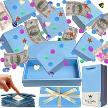 JINSTABAG Money Surprise Box DIY Unique Folding Bounce Confetti Surprise Gift Box for Explosion Birthday Anniversary Valentines Day Blue