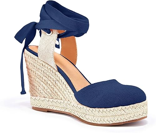 Miniatura 3 de FISACE - Alpargatas de verano para mujer, sandalias de plataforma, con hebilla en el tobillo y puntera cerrada