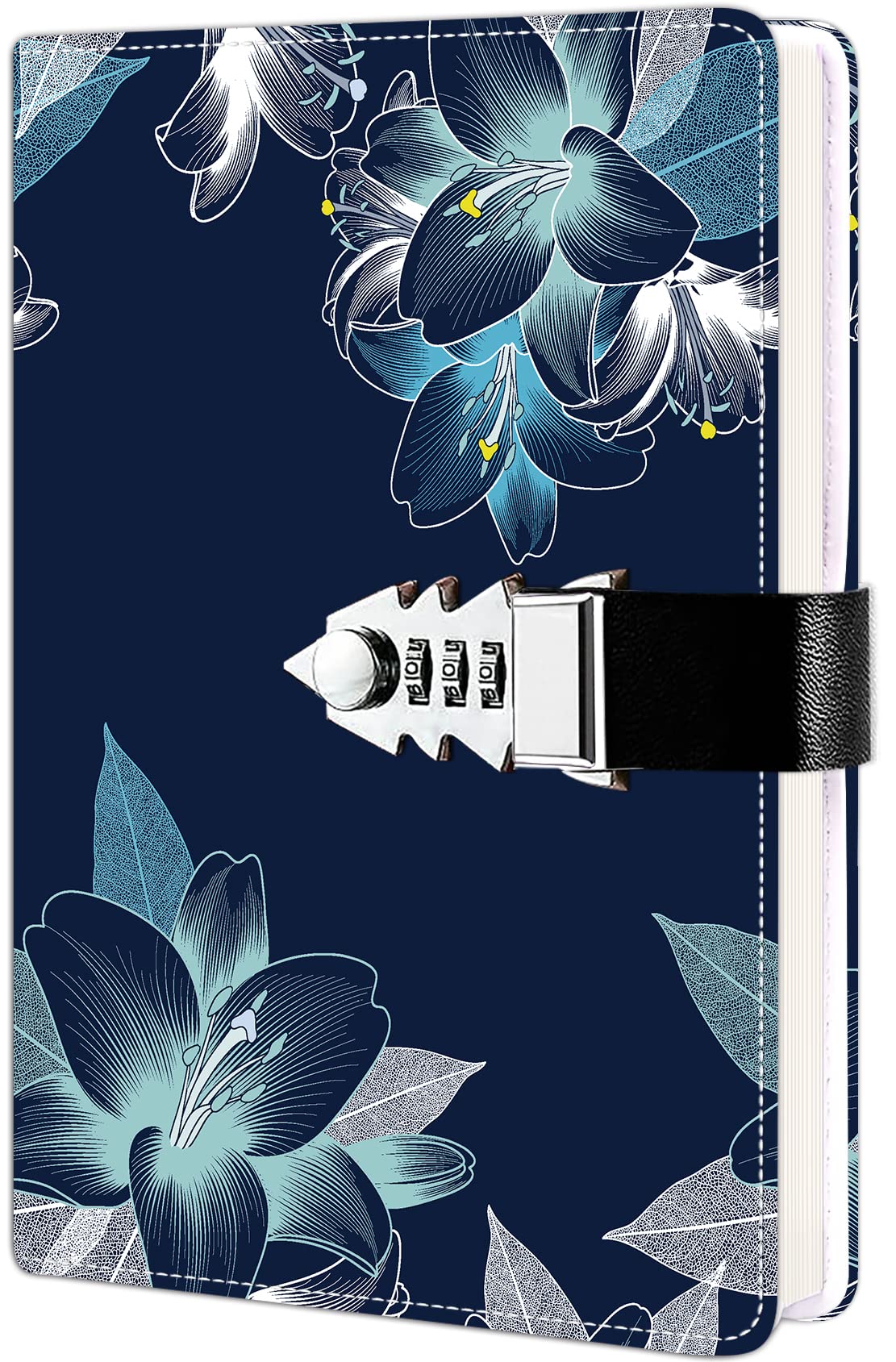 Diary with Lock for Girls and Women, Secret Lock Journal, Exquisite Pattern Design, Refillable Faux Leather Journal Writing Notebook, Size A5(8.5 × 5.9 Inch) Style A-4