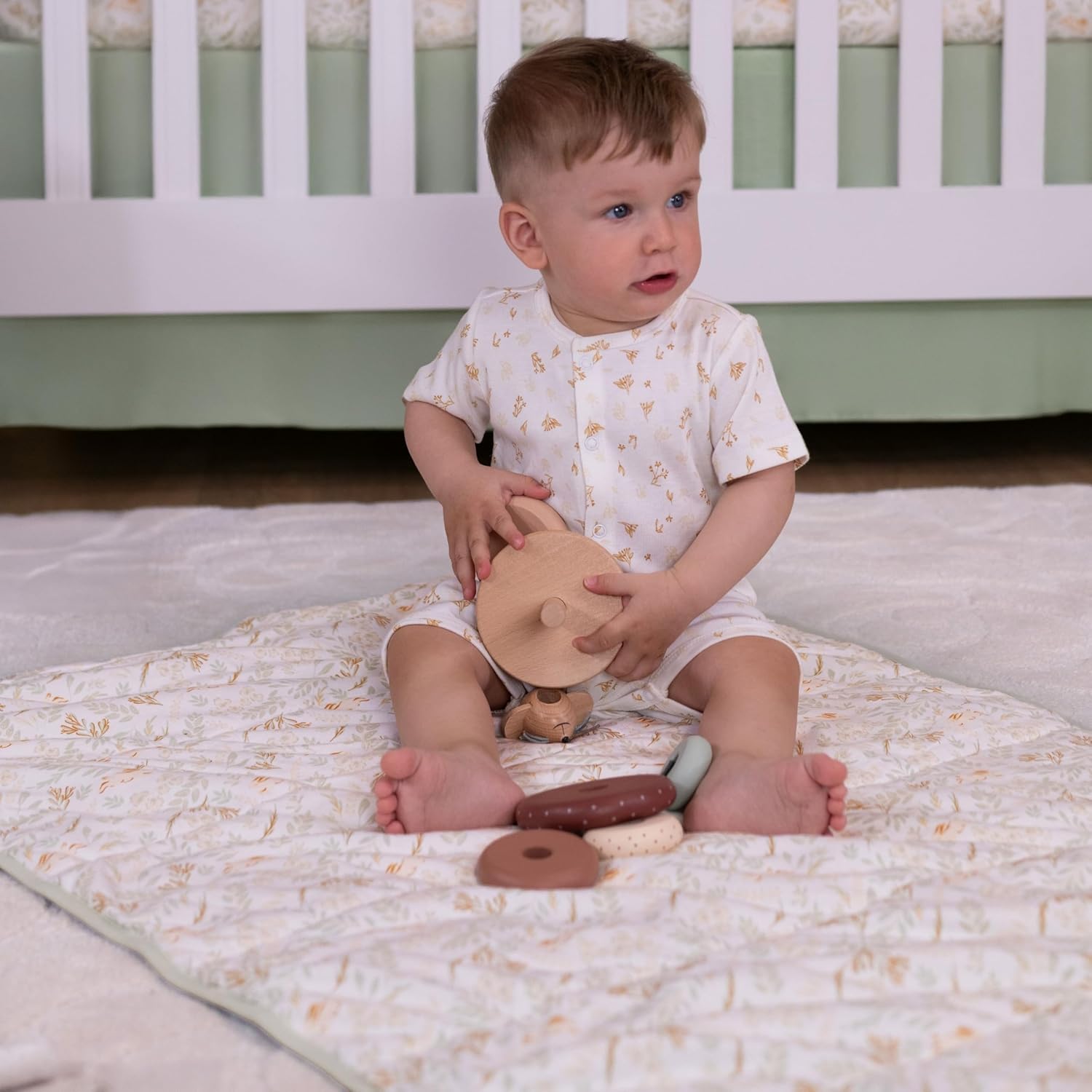 Reversible Cotton Baby Blankets for Girls and Boys 41"x27.5", Gender Neutral Nursery Bed Blankets, Soft & Breathable Toddler Blanket, Cozy Crib Comforter and Crib Blanket Gift Set Newborn Essentials