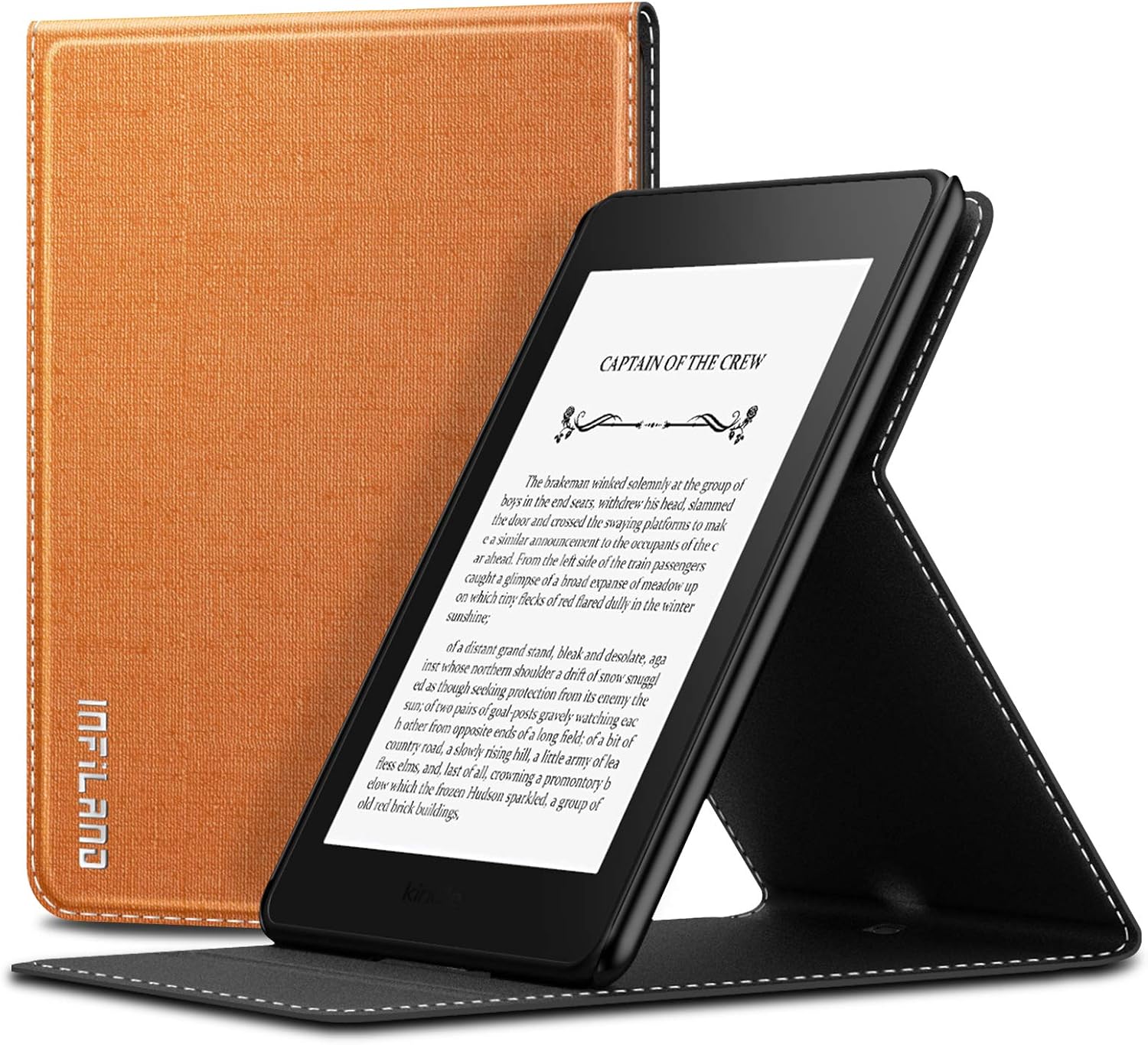Infiland Kindle Paperwhite 2018 Case, Multiple Angle Stand Case Cover Compatible with All-new Kindle Paperwhite 10th Generation 6" 2018 Release(Auto Wake/Sleep),Orange