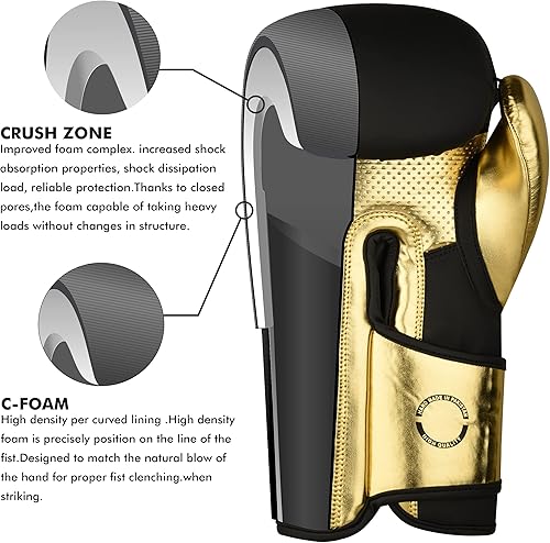 Miniatura 4 de FISTRAGE - Guantes de boxeo de cuero metálico para entrenamiento de artes marciales mixtas, Muay Thai, Kick Boxing, Sparring, bolsa pesada, guantes