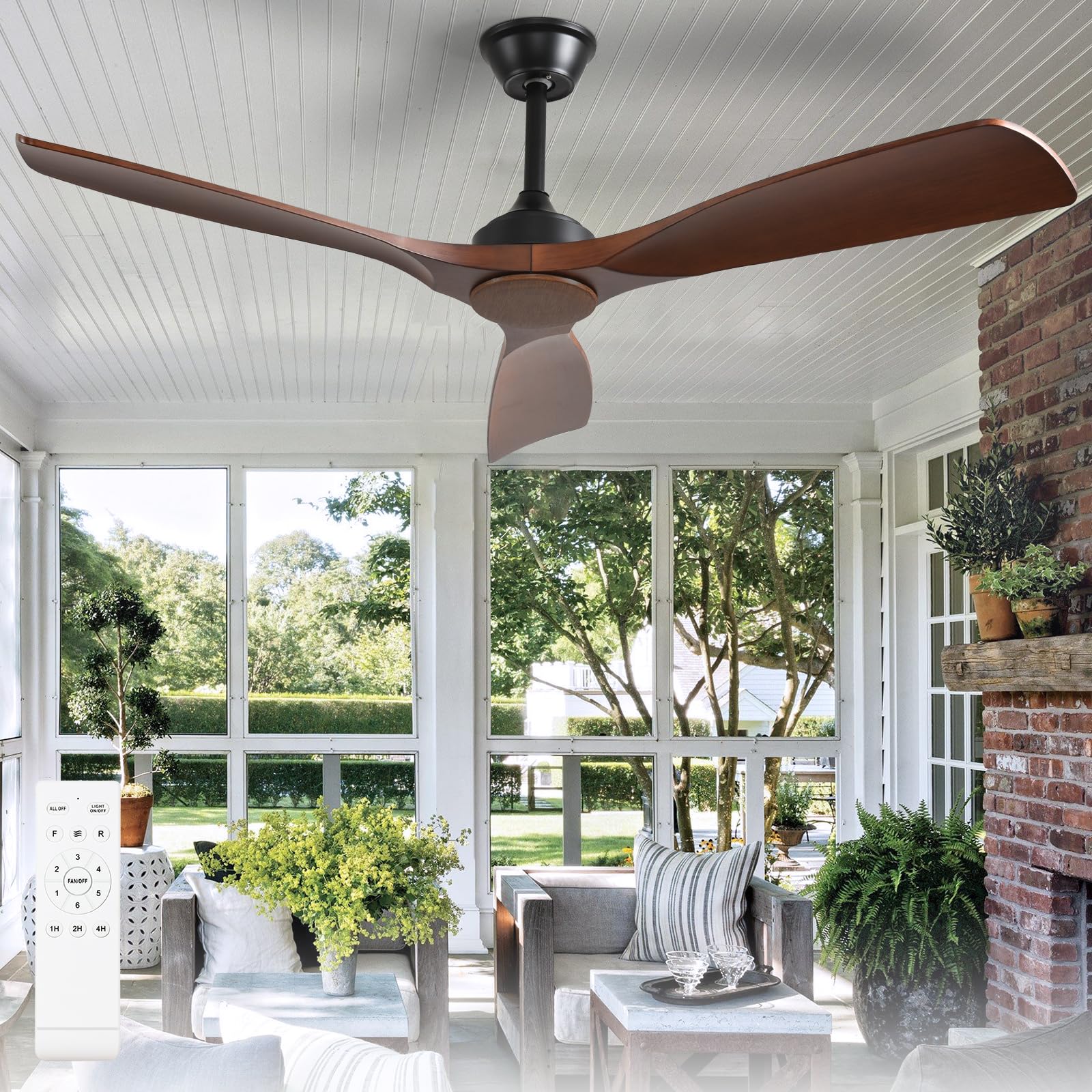 BvenuBigLite 52-inch walnut 3-blade ceiling fan