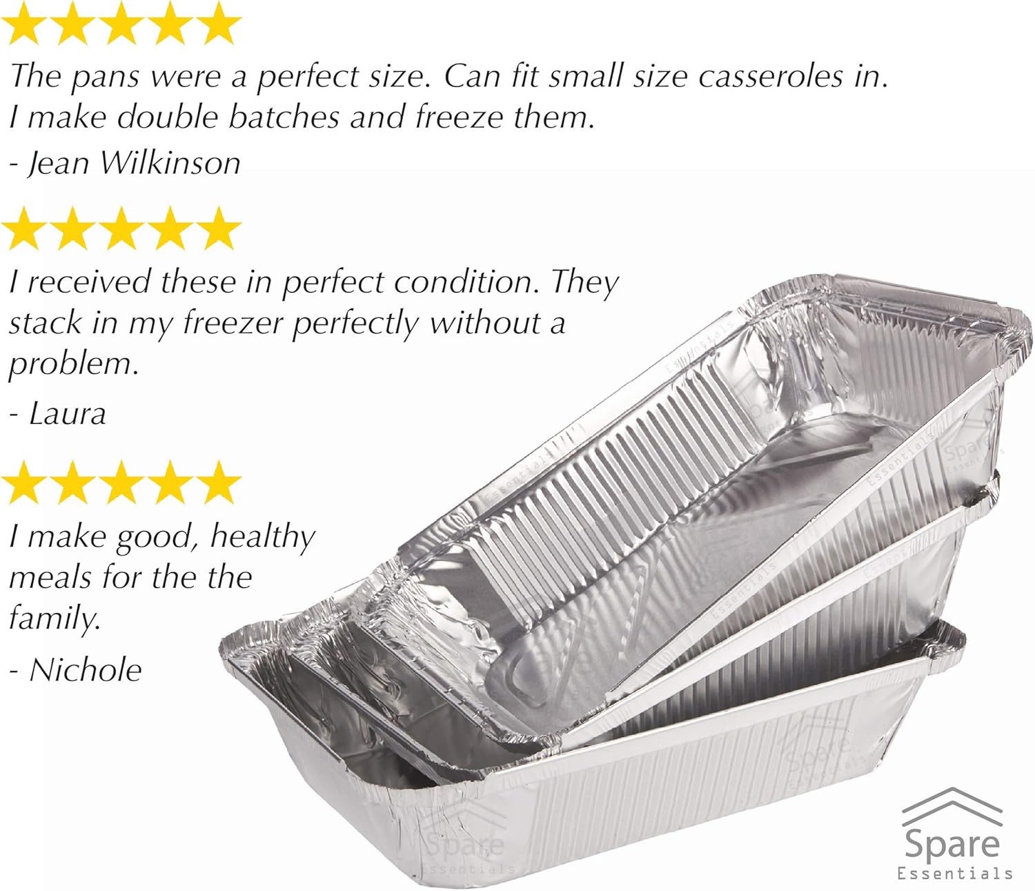 55 Pack - Aluminum Pan/Containers with Lids/Foil Containers/Aluminum Pans with Lids/Take Out Containers/Disposable Pans/Aluminum Foil Food Containers/Freezer meals containers (2.25 LB): Home & Kitchen