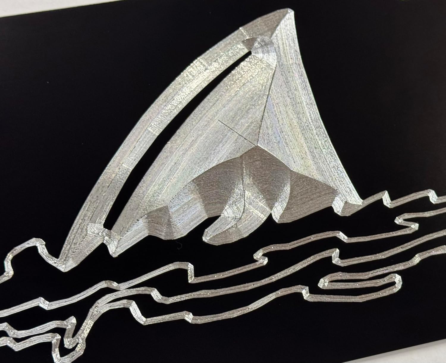 DEEP Engraved Shark Fin in Water Diamond Etched Aluminum License Plate Car Tag