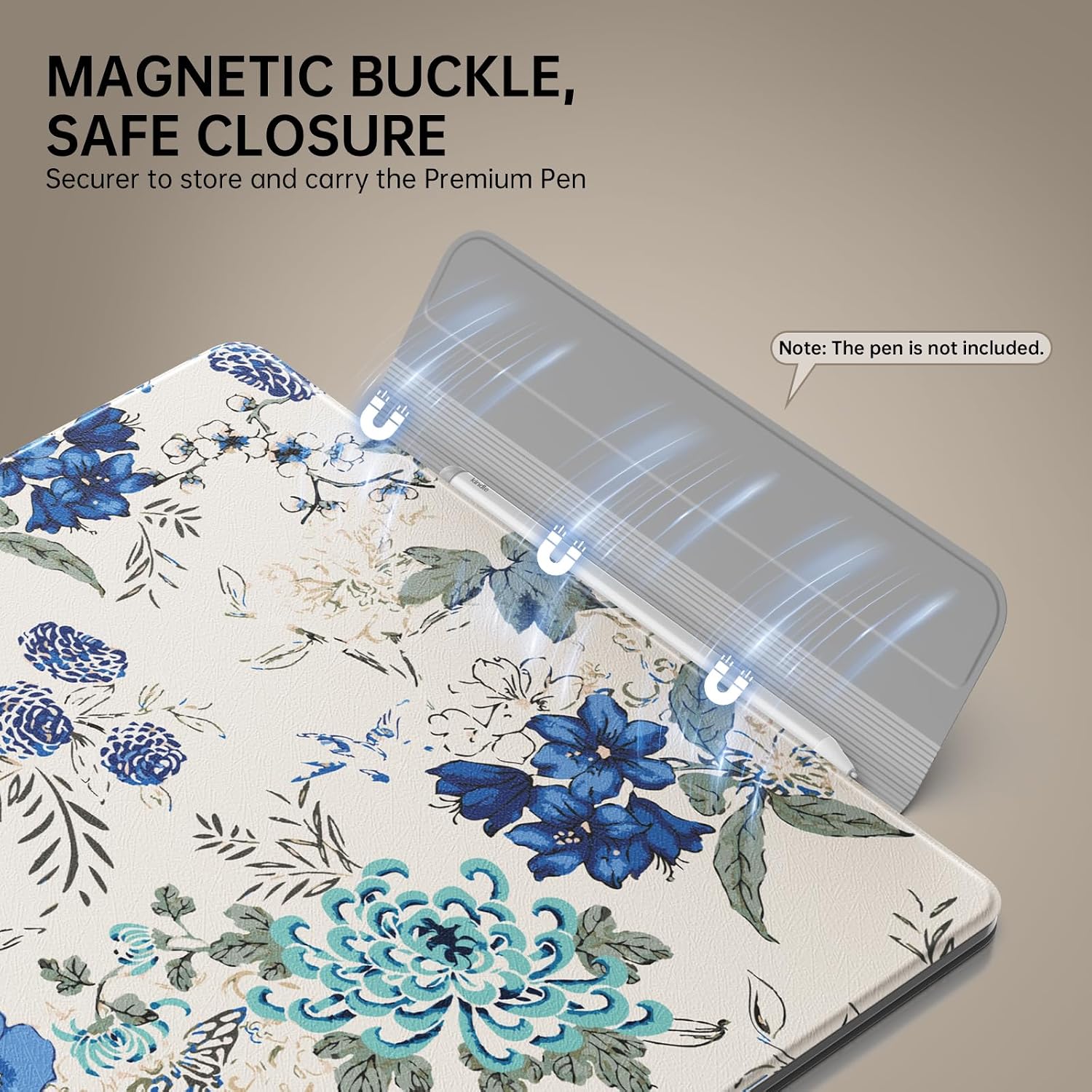 MoKo Case for 11" Kindle Scribe 3rd & Colorsoft 1st, White Blue Floral image 4