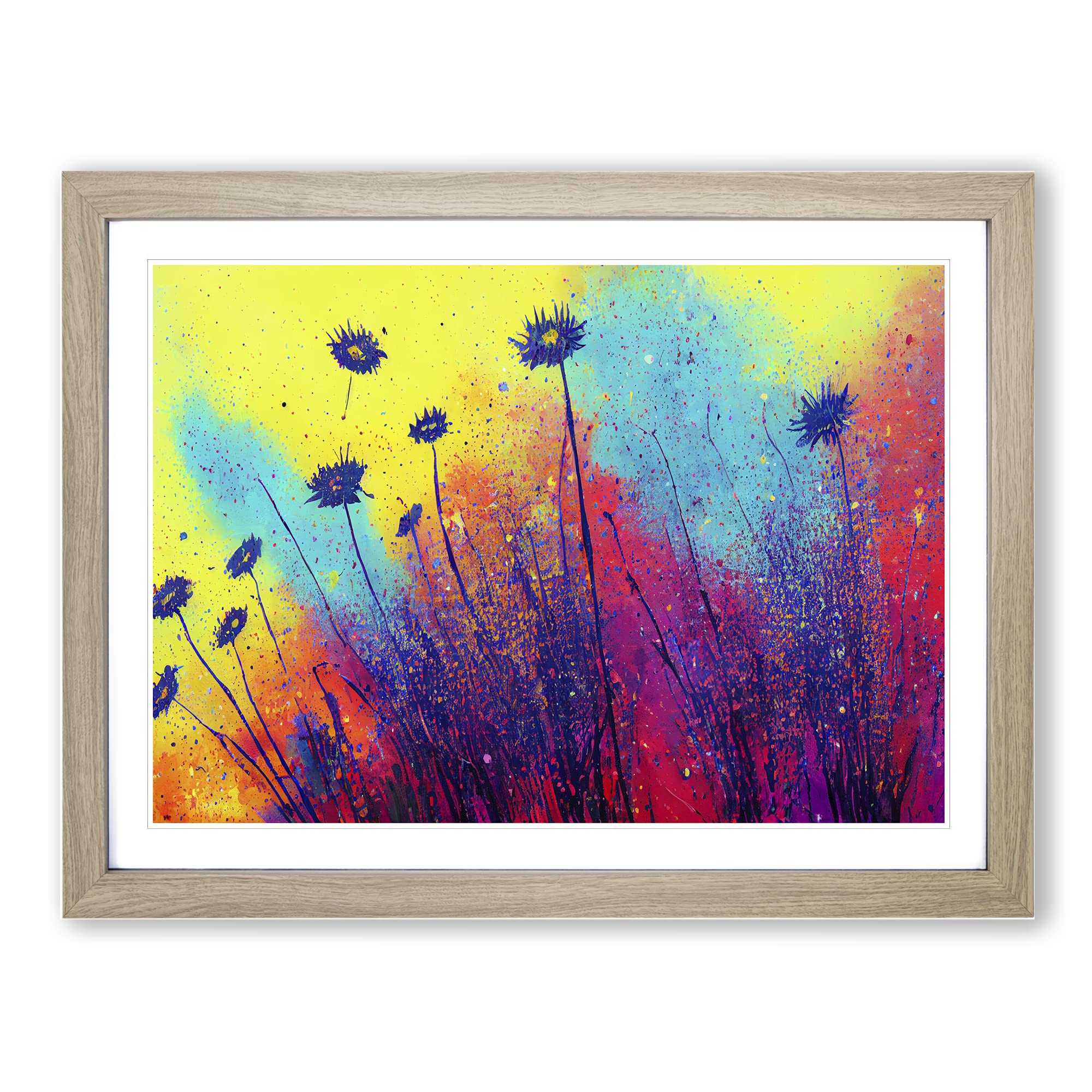 Magnificent Wildflowers Floral Abstract Framed Print, Oak, A3 (46 x 34 cm)