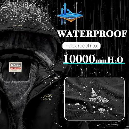 Miniatura 4 de WULFUL Chaqueta de esquí impermeable para niño, abrigo de invierno con capucha de forro polar cálido para nieve