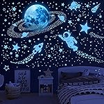 531Pcs Glow in The Dark Stars and Planet Wall Stickers,Galaxy Astronaut Rocket Spacecraft Alien Decoration,Planet Wall Decals,Bright Solar System Wall Stickers for Kids, lanets Spaceship Stars Blue