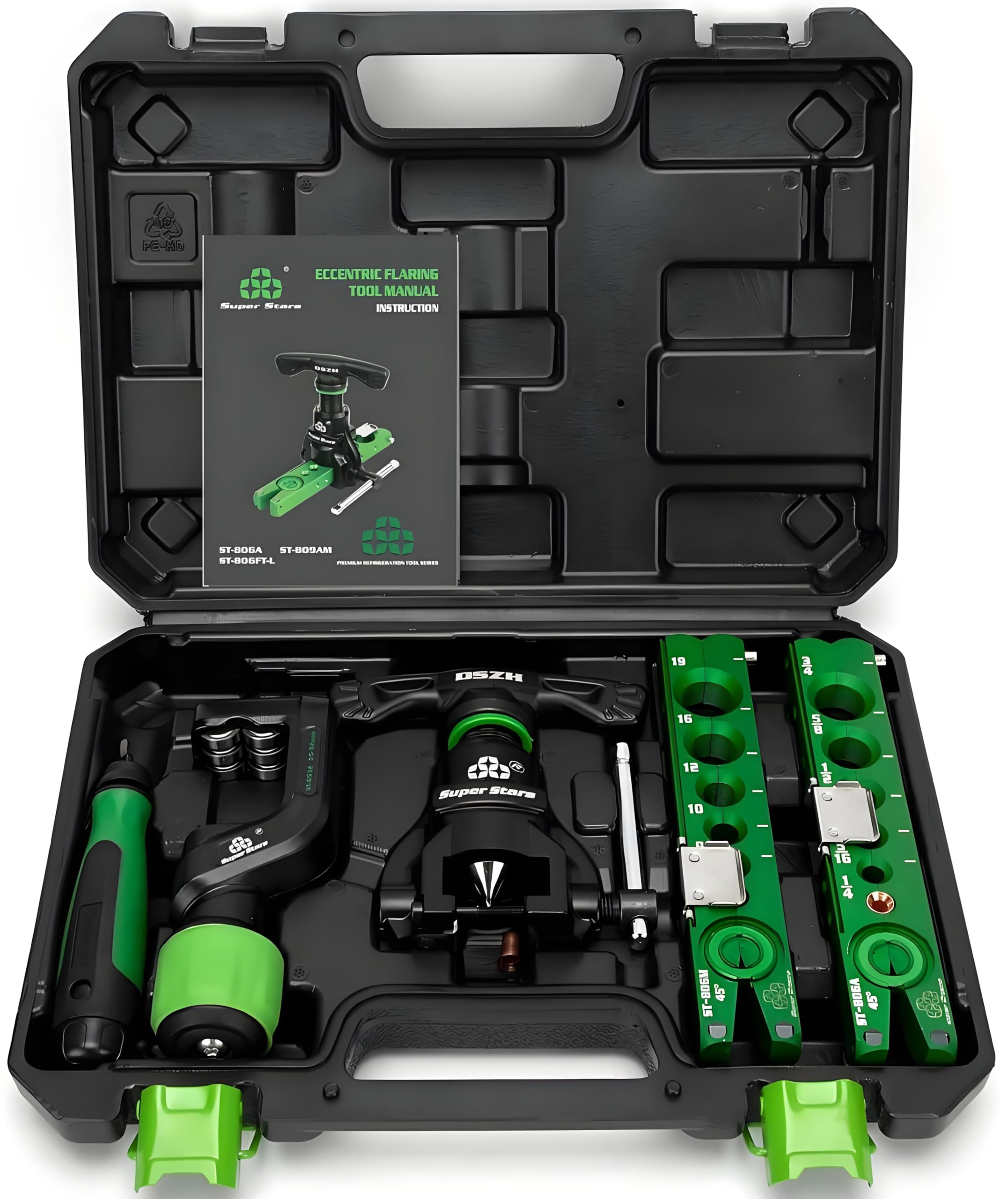 Kit d'outils d'évasement pour tubes de 0,6 cm à 1,9 cm - Kit d'outils d'évasement excentrique à 45° avec coupe-tuyau et outil d'ébavurage pour tuyaux en cuivre et aluminium - Réparation de
