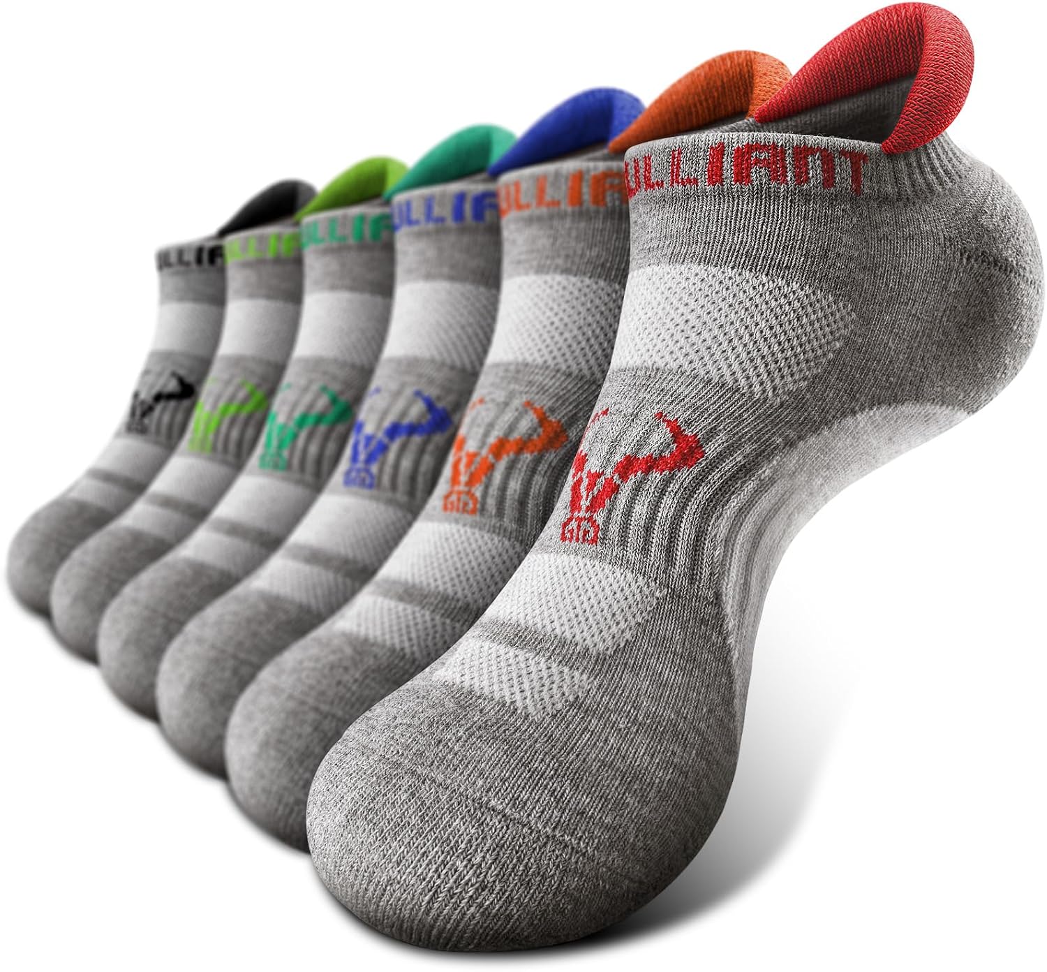 BULLIANT 6Pack Cushioned Athletic Ankle Socks for Men Running-Arch Support
