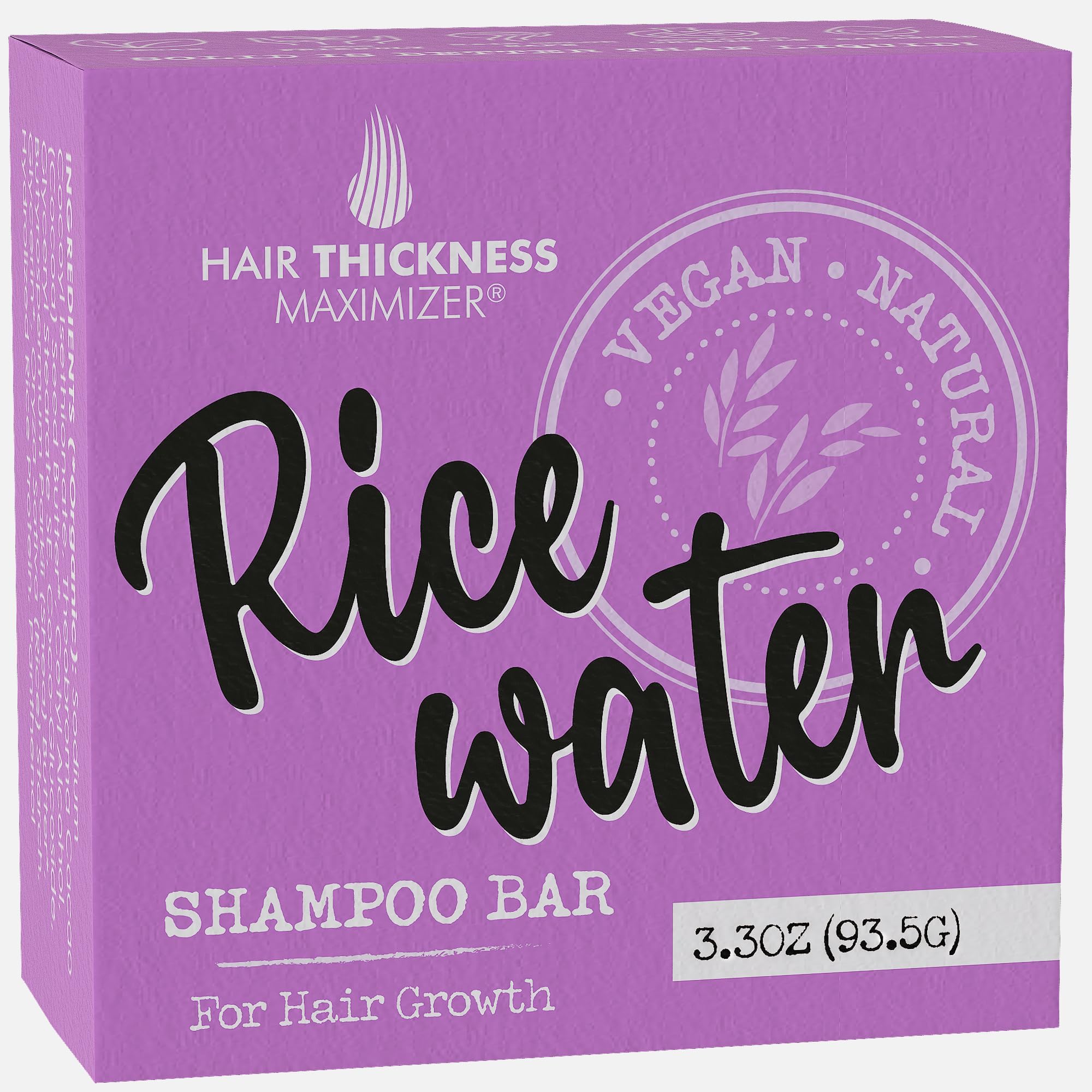 Hair Growth Shampoo Conditioner Bar. Eco Friendly, Vegan, Color Safe, pH Balanced, Sulfate Free Bars for Hair Thickening and Strengthening. No Harsh Chemicals. Parent (Rice Water Shampoo Bar)
