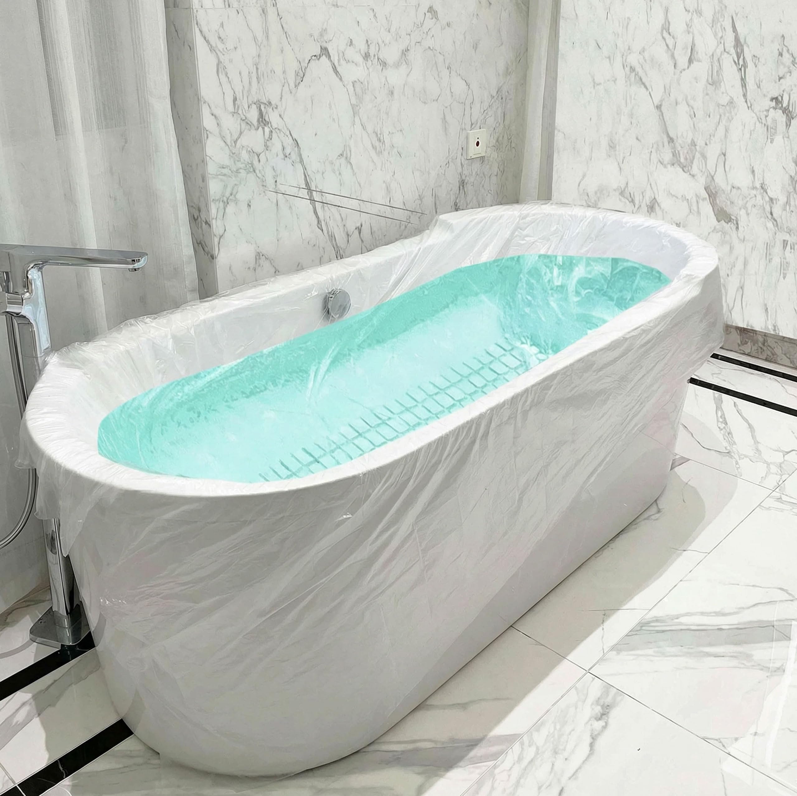 Disposable Bathtub Cover 24 Pcs, Large Plastic Bathtub Liner Bag for Travel and Household, Bath Film Bag for Bath Tub (102x47 inch)