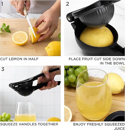 Miniatura 4 de Rae Dunn Exprimidor de limón 2 en 1 de metal manual  Exprimidor de mano resistente y de extracción máxima que recibe hasta la última gota