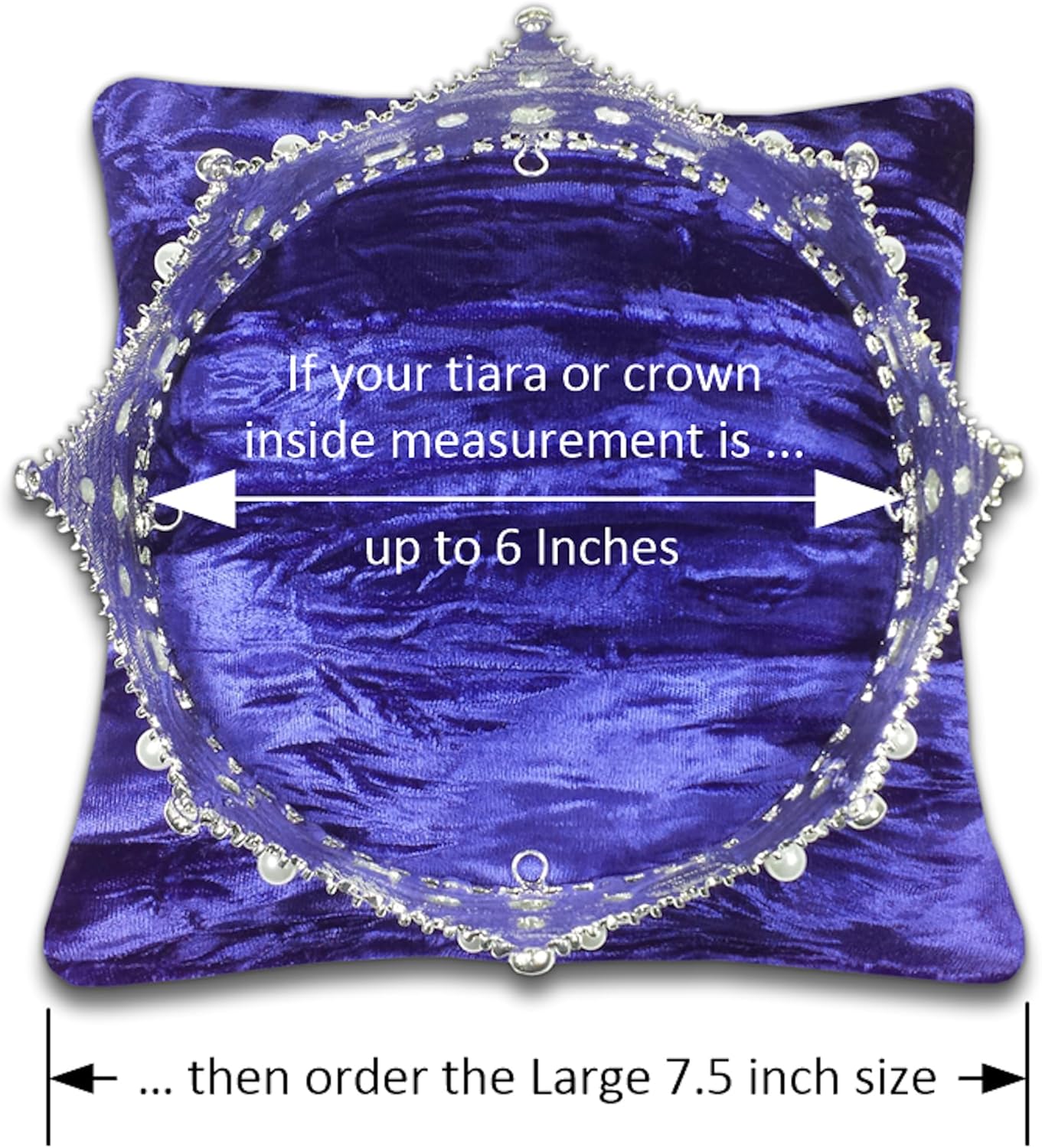 7.5 Inch Square Blue Purple Crushed Velvet Tiara & Crown Display Pillow Stand, TPV55L