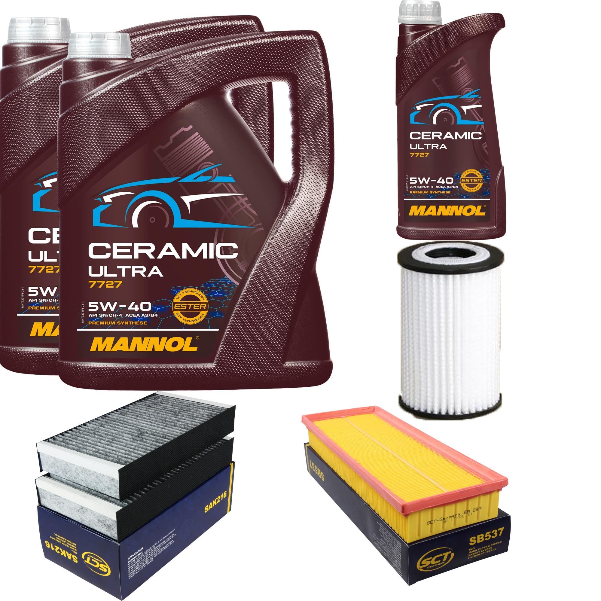 Inspektionspaket enthält 11 Liter Motoröl Ceramic Ultra 5W-40 Ölfilter Luftfilter Innenraumfilter kompatibel mit M-Klasse W164 ML 350 4matic R-Klasse W251 V251 GL-Klasse X164