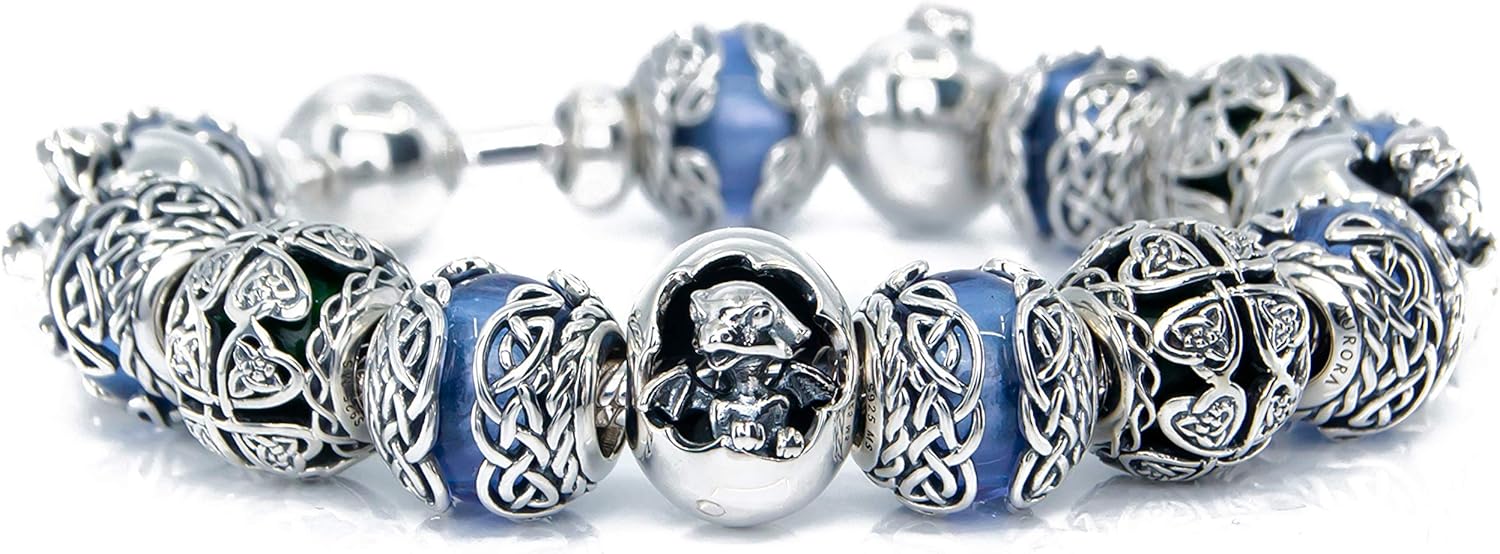 Hatching Baby Dragon Sterling Silver Charm Bead Pendant S925, Cute Little Dragon Egg Pendant, for bracelet or necklace, Pandora compatible Jewellery