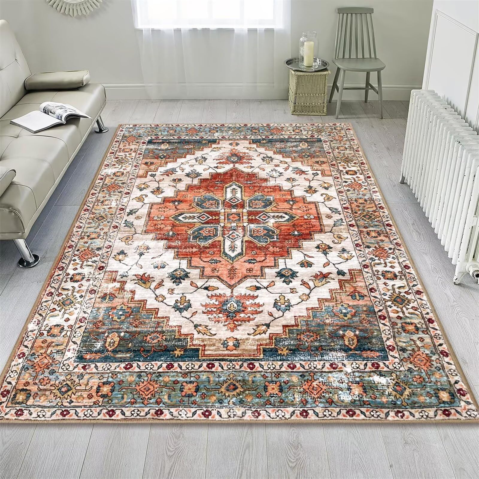 rutschfest Bettvorleger Teppich Couleur 170x240CM, Extra Flore rétro for Mädchen Kinderzimmer Esstisch Flurmöbel