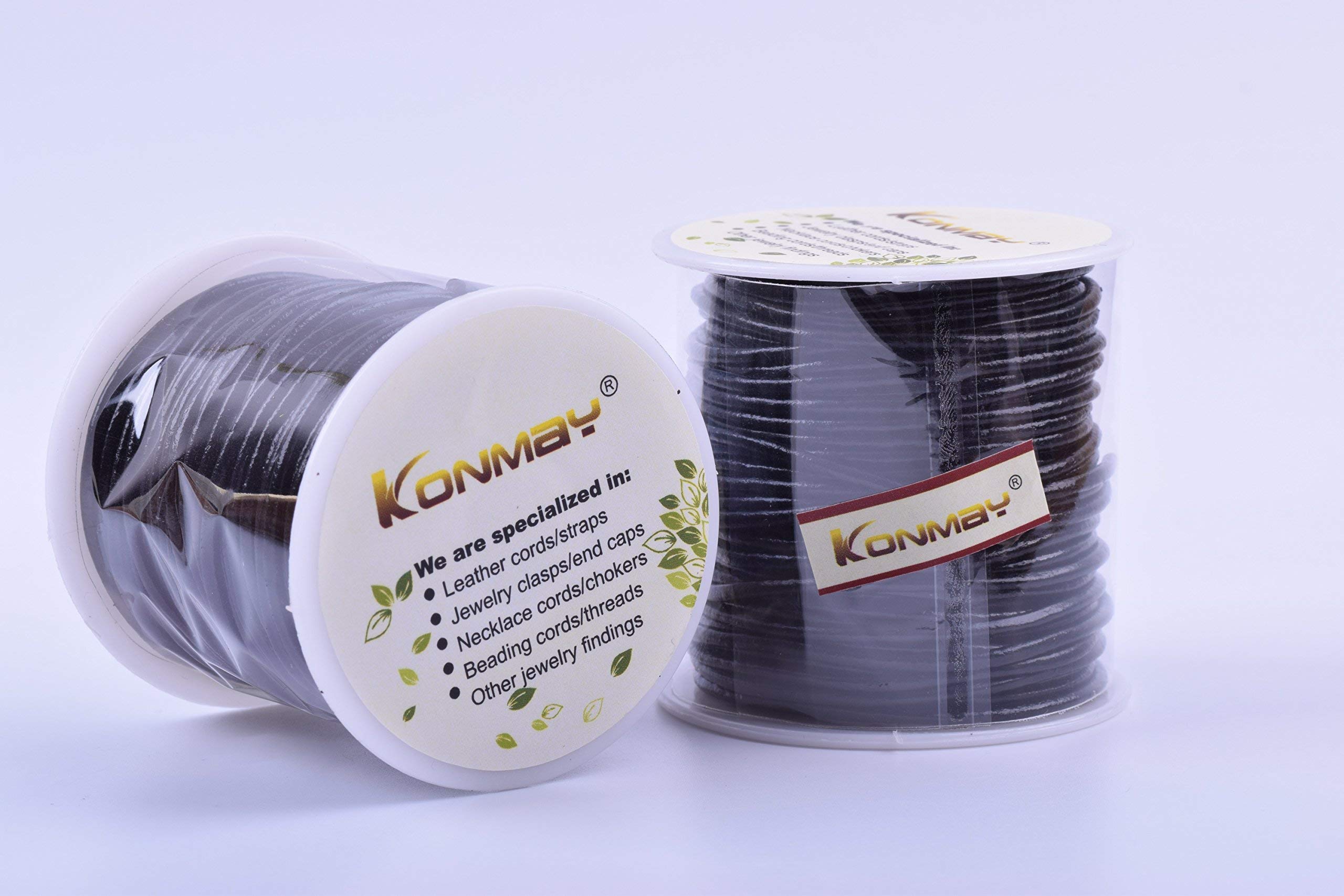 KONMAY 1 Roll 22.75 Meters 2.0mm Black Round Real Leather Cord for Jewellery Making and Crafting - Image 2