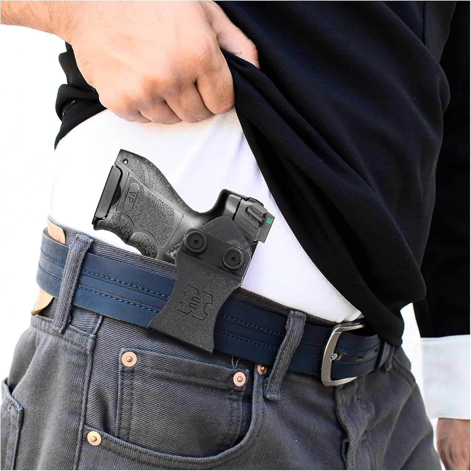 IWB Kydex Holster for H&K VP 9 SK - by Houston - Concealed Carry, Lined Inside for Strong Retention and Maximum Protection - Reinforced Plastic Clip - Carbon Fiber - Lightweight Durable