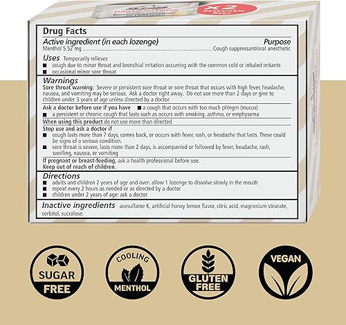 Miniatura 4 de Fisherman's Friend Gotas para la tos, supresor de la tos y pastillas para el dolor de garganta, miel y limón sin azúcar, 5.52 mg mentol, 240 gotas