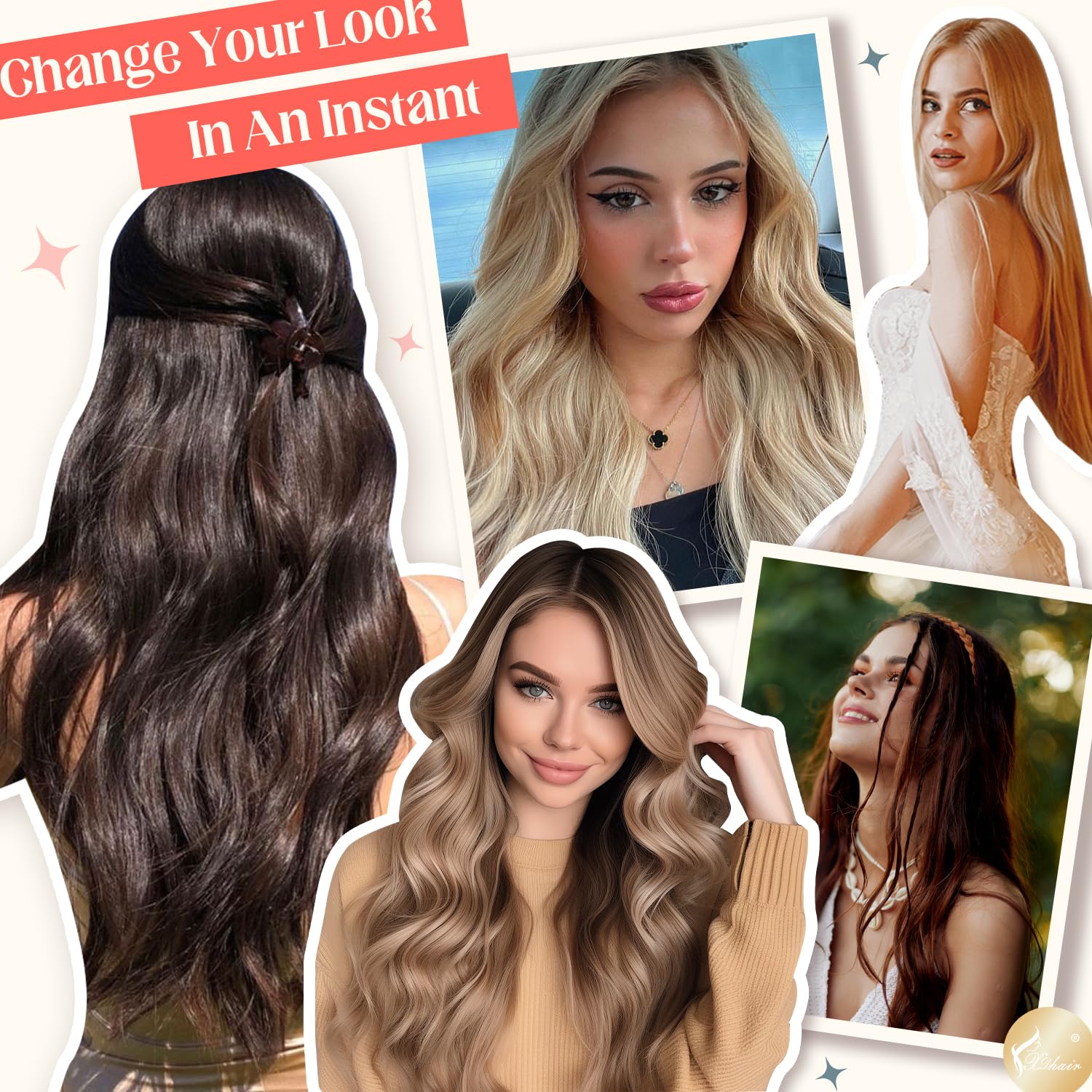 XDhair Extension Cheveux Naturel Adhesive,20pcs/50g Brun Chocolat à Blond Miel Extension Cheveux Naturel Adhésif Colored Remy Tape in Hair Extensions(#4/27/4-16)
