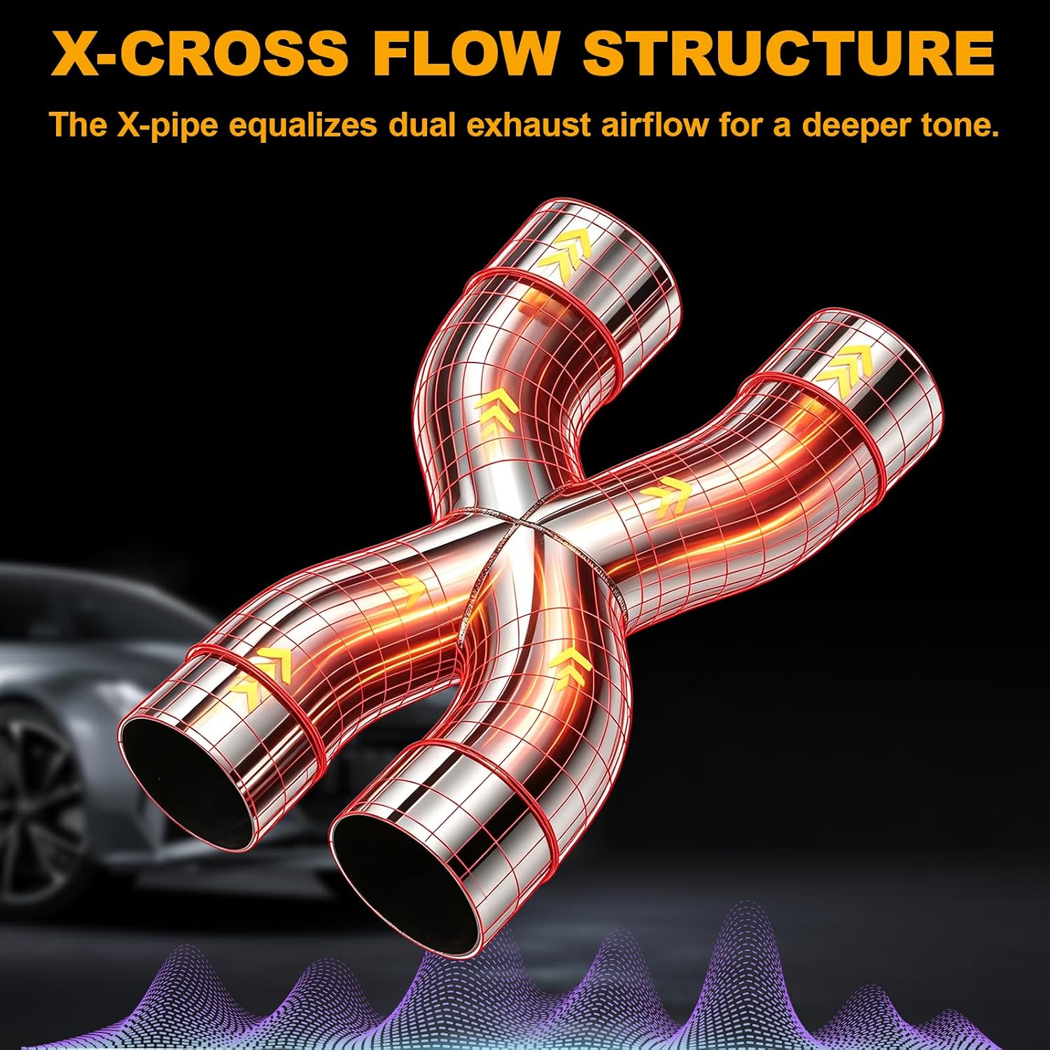 X Pipe 3" Inlet 3" Outlet 12" Overall Length, Polished, Weld-On
