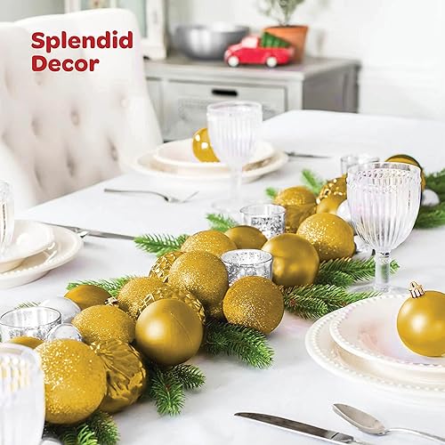 Miniatura 7 de Juego de 24 adornos de Navidad hermoso juego de adornos para árbol de Navidad 4 estilos de purpurina mate espejo brillante inastillable preencordado