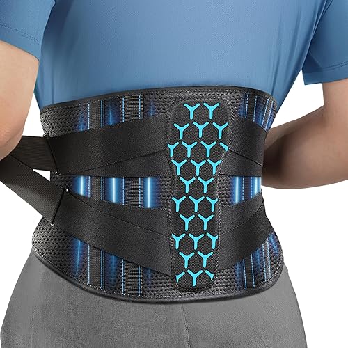 Soporte de espalda para dolor de espalda baja, soporte ergonómico de 7 estancias con cómoda almohadilla 3D, cinturón de soporte lumbar fácil de