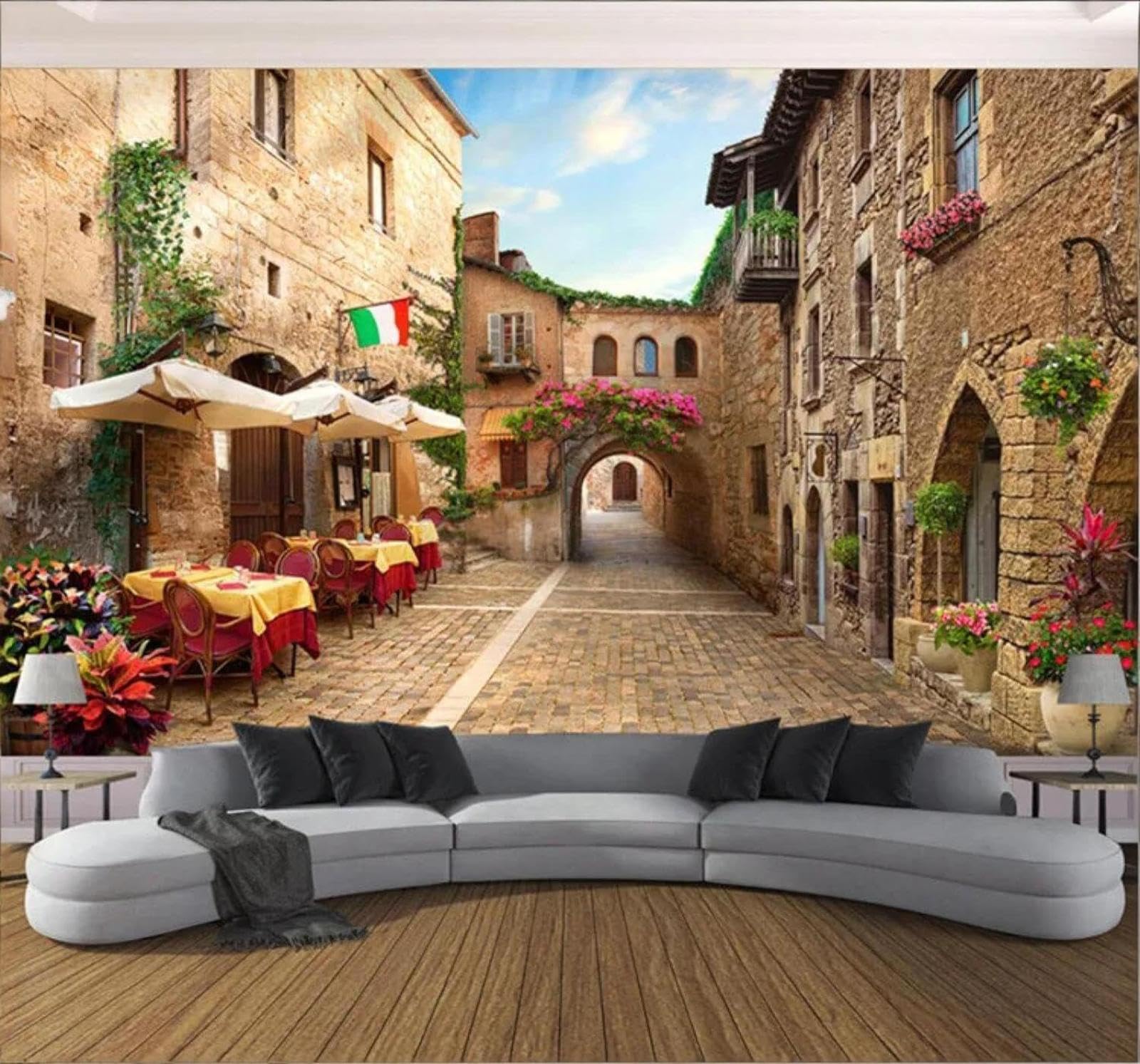 XLMING Vintage Urban Architecture Street Scenes Cafés Restaurants 3D Wallpaper Luxury Home Dining Decor Paste Sofa Living Room The Wall for Bedroom Mural-400cm×280cm