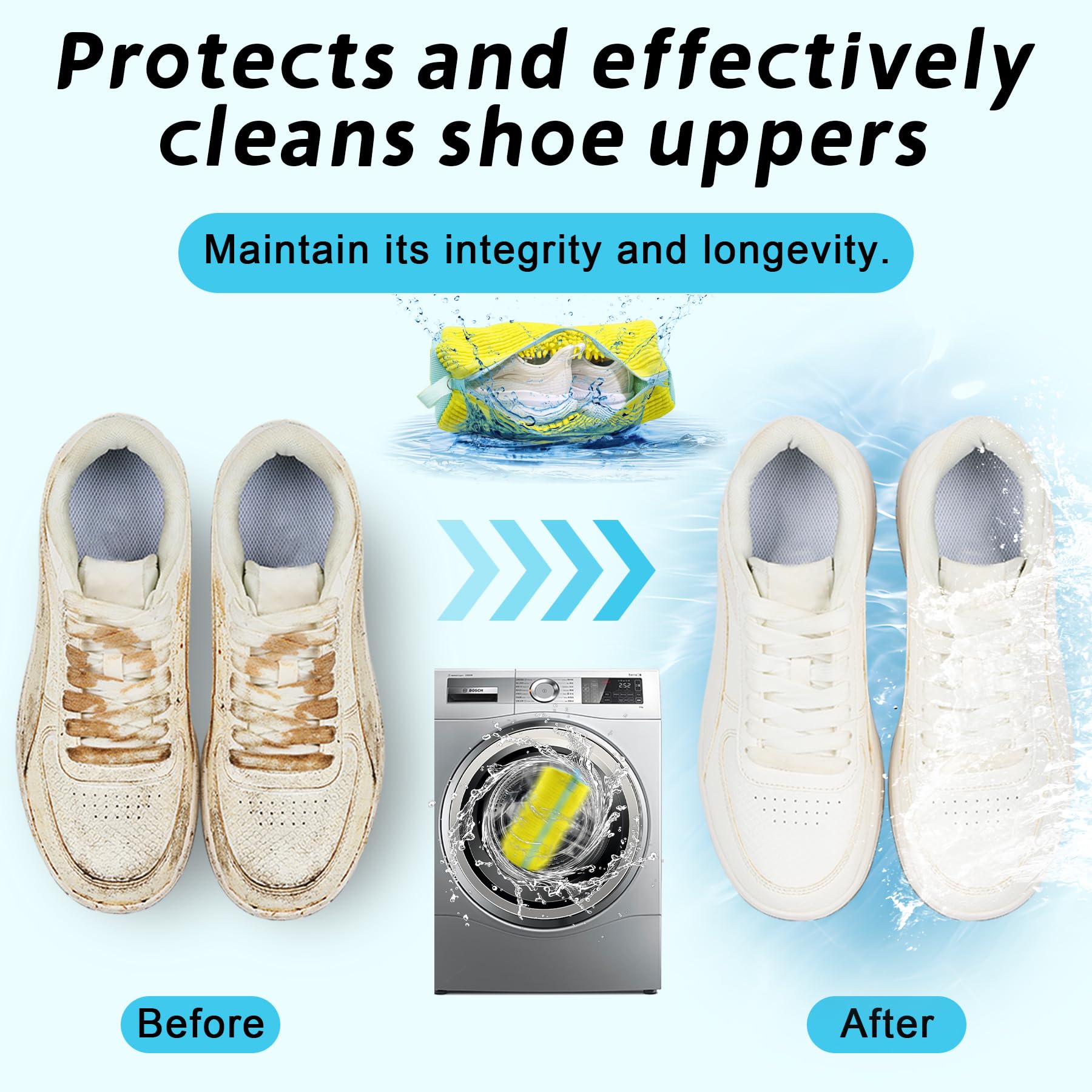 Double Zipper Shoe Washing Bag In Washing Machine, Durable Laundry Shoe Bag For 2 Shoes, Delicate Sneaker Shoes Clean Bag, Unstain Flat Shoes Bag For Washer, Keep Shoes & Washing Machine - View #4