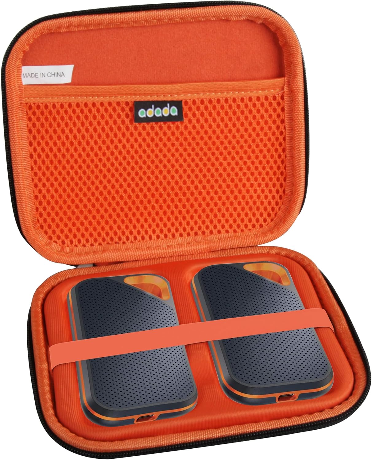 Adada Hard Case for SanDisk 500GB / 250GB / 1TB / 2TB Extreme Portable SSD (Black+Orange, Case for 3 Hard Drives)