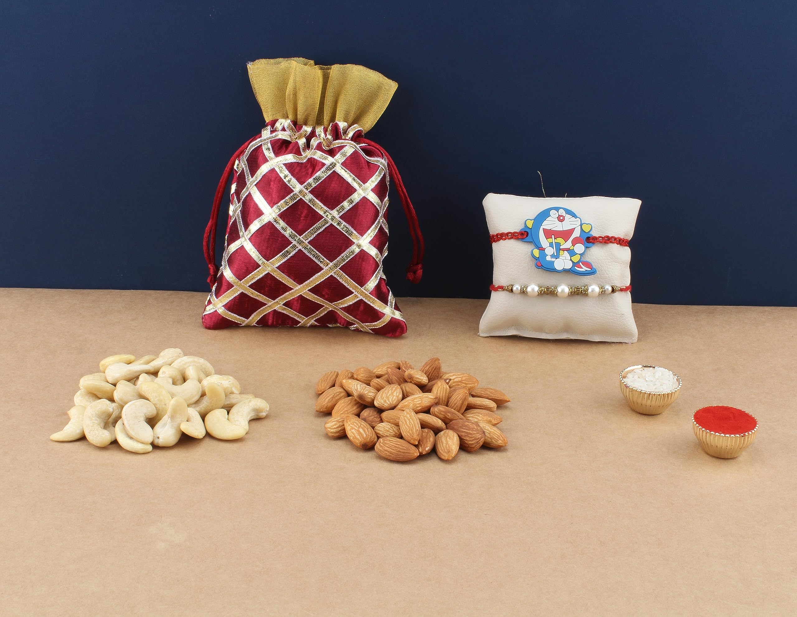 SFU E Com Set Of 2 Rakhi With Dry Fruit Potli For Rakshabandhan Gift | Dry Fruit Gift Potli Hamper For Brother | Dry Fruit Potli | 045-image-37