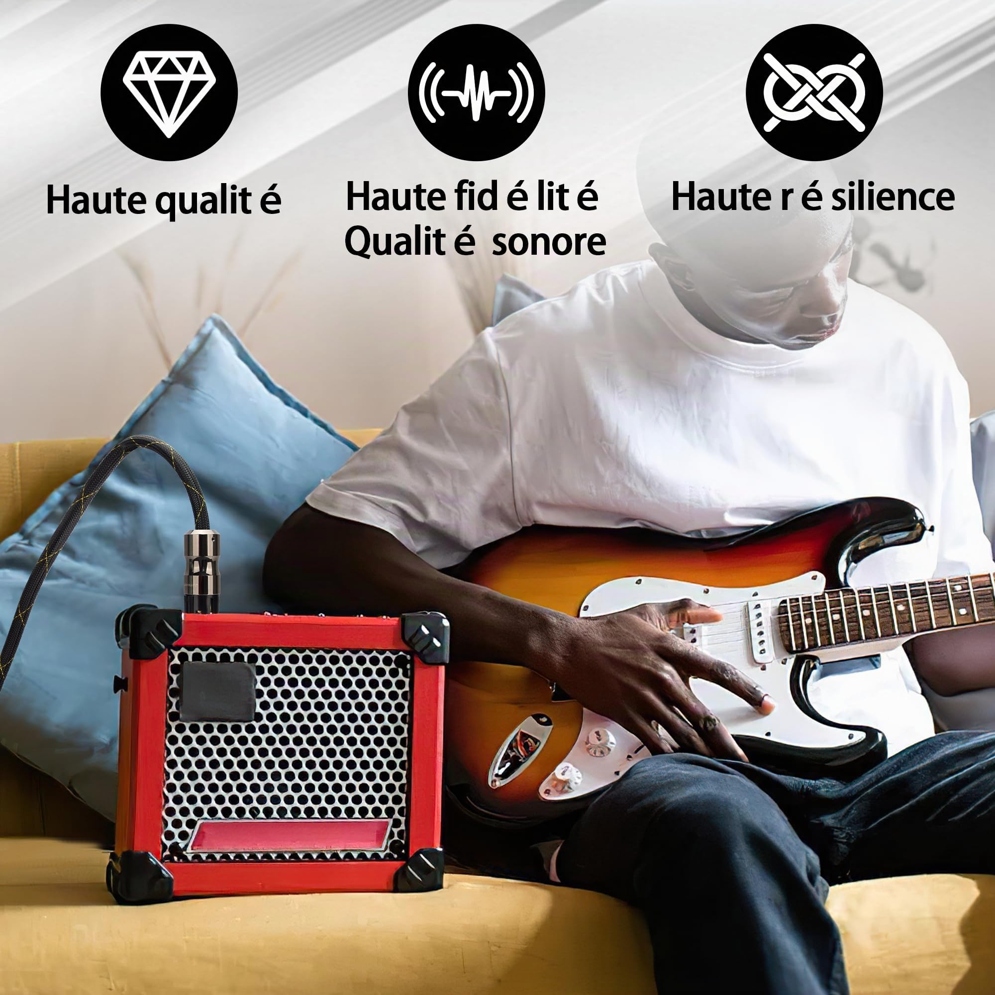 avec Blindage Cable Secteur HiFi, avec Anneau de ferrite, câble d'alimentation Audio en cuivre sans oxygène Haut de Gamme（2m）