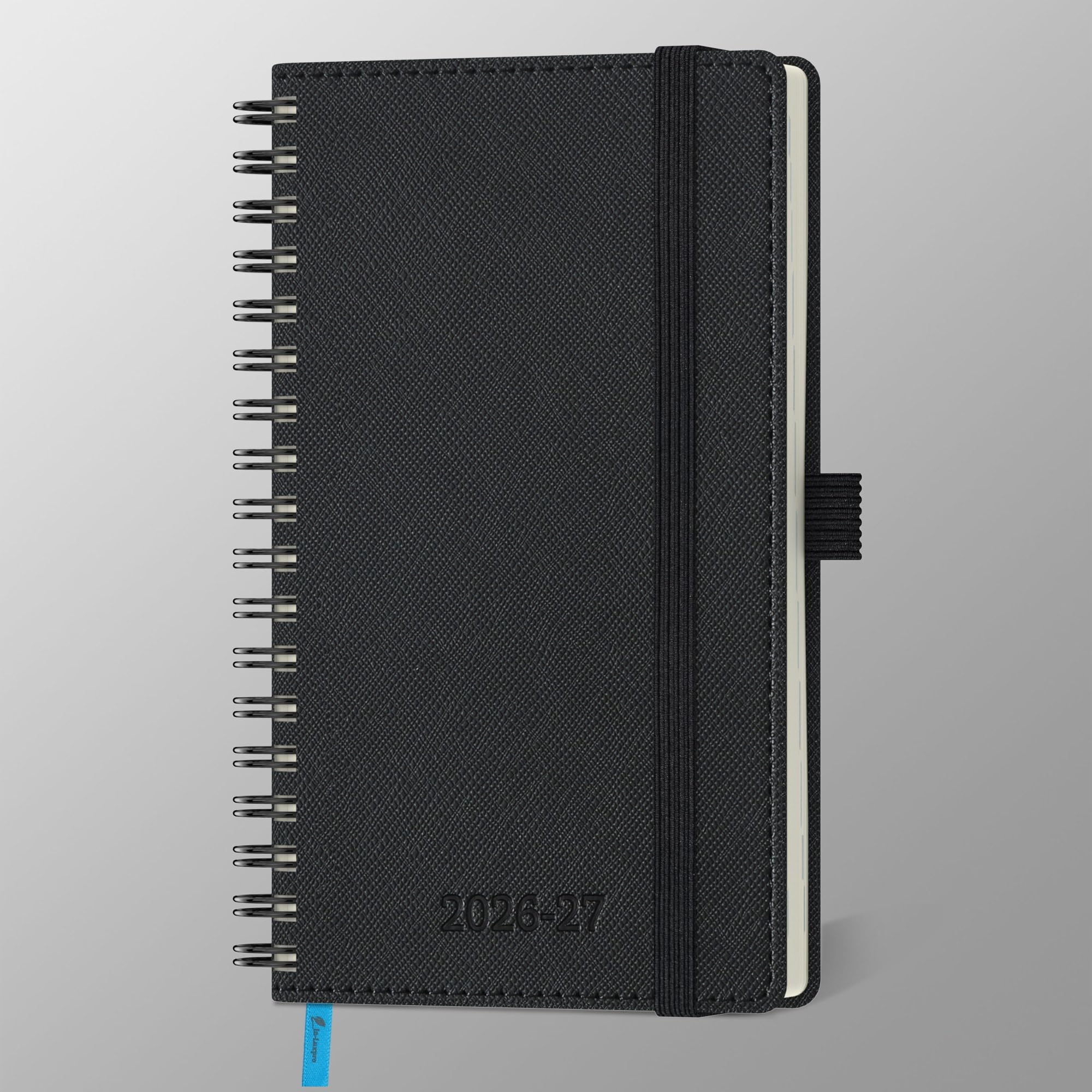 IN-LUXPRO Academic Diary 2026-2027: Pocket A6 Week to View Slim(16.4x9.5cm)18Months(Jul'26-Dec'27)Spiral Weekly & Monthly Planner with Month Tabs & Inner Pocket, Expenses/Note Pages, PU Leather Black