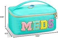 Vista 8 de Geetery Bolsa de Maquillaje Transparente de Chenilla con Letras, Bolsa para Medicamentos, Estuches de Viaje Preppy con Parche y Cremallera, Estuche